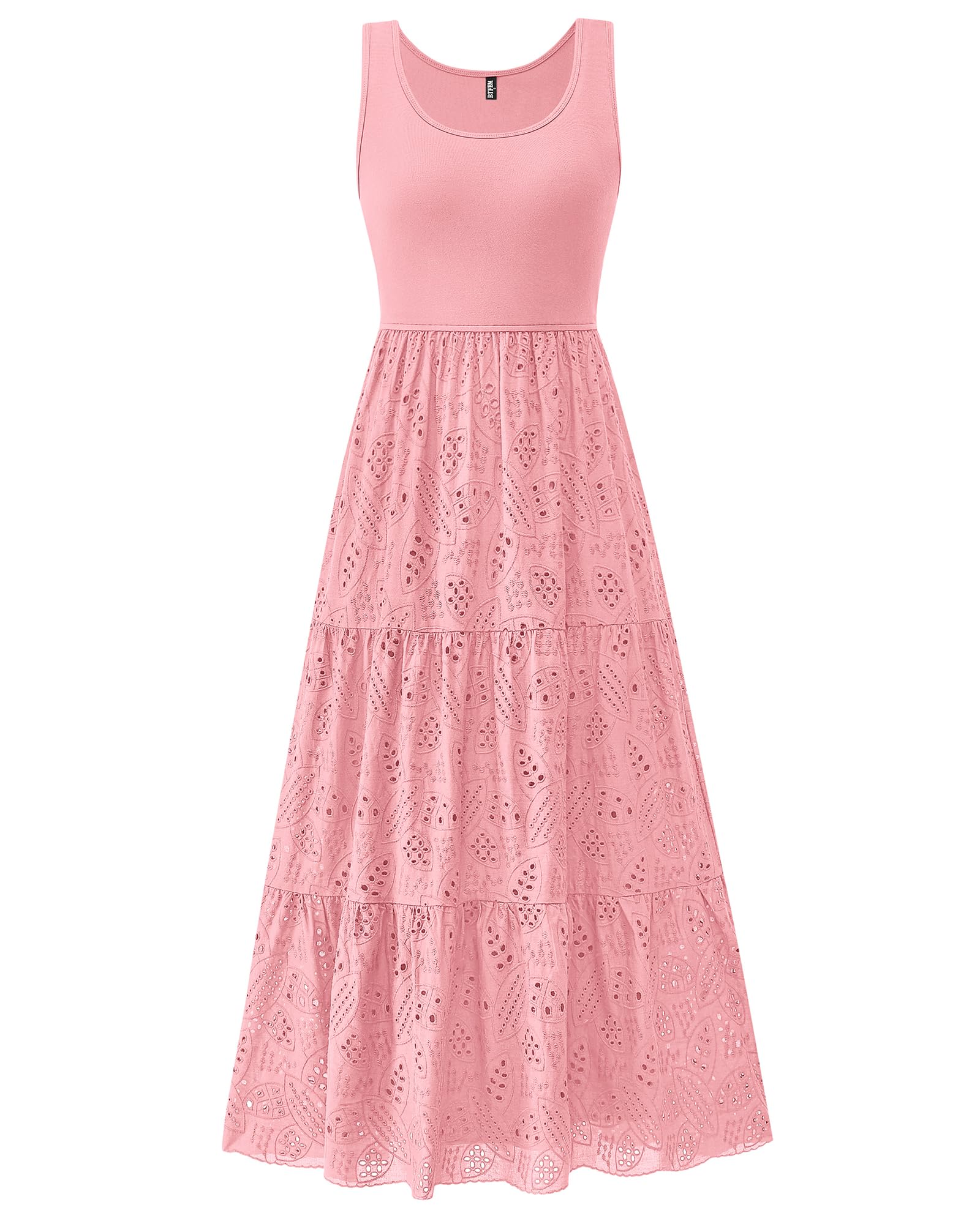 Foto 2 pulgar | Vestido Btfbm Para Mujer, Con Ojales De Verano, Midi, Sin Mangas, Rosa - Venta Internacional.