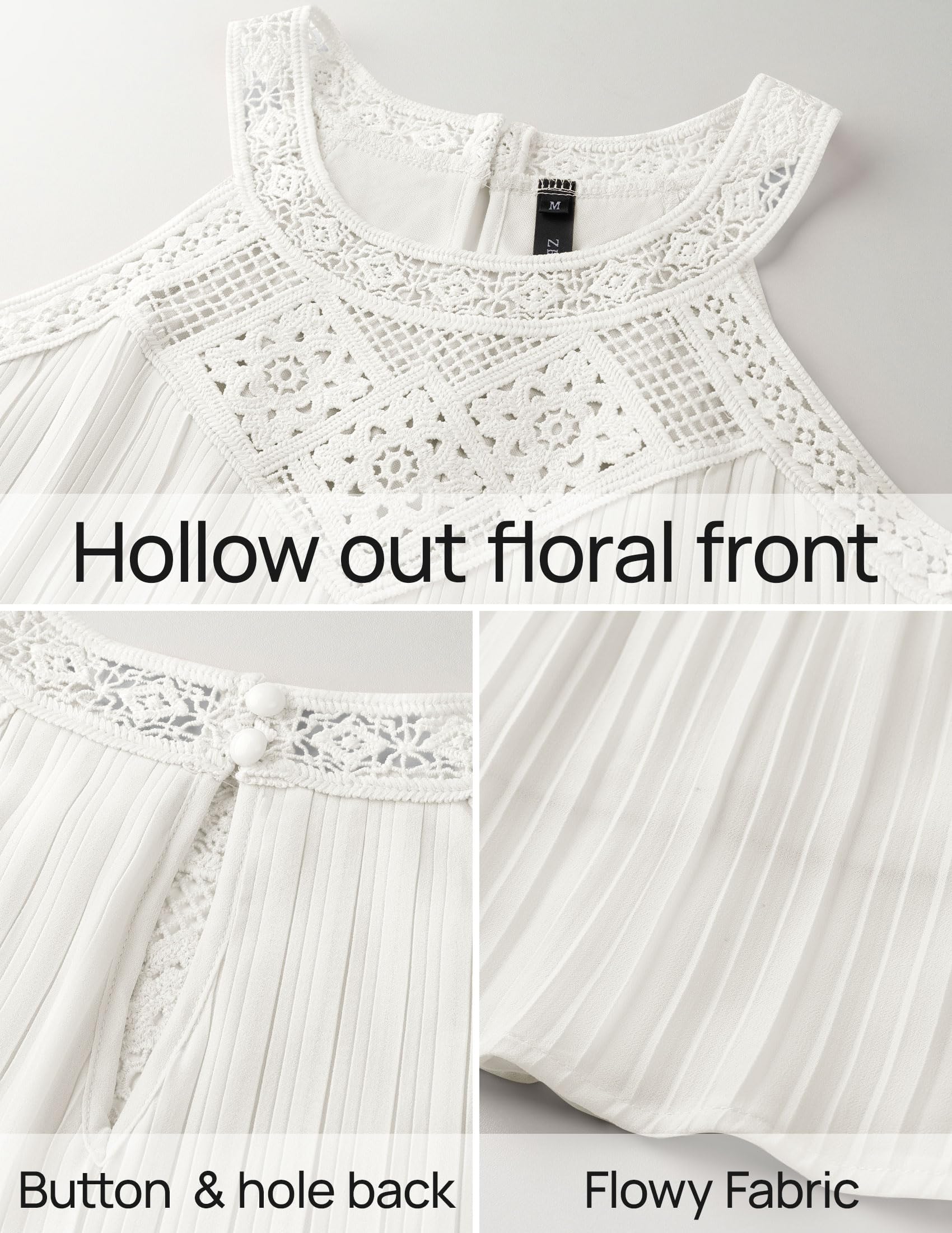 Foto 7 pulgar | Vestido Zesica Halter De Chifón De Verano 2025 Para Mujer, Blanco - Venta Internacional.