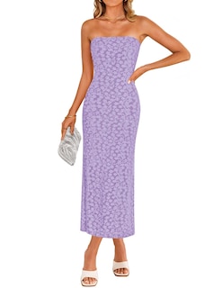 Foto 1 | Vestido Zesica 2025 Summer Boho Floral Con Hombros Descubiertos Morado - Venta Internacional.
