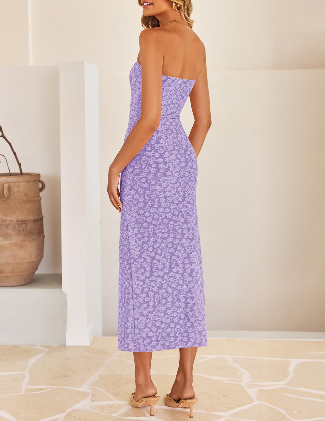 Foto 7 pulgar | Vestido Zesica 2025 Summer Boho Floral Con Hombros Descubiertos Morado - Venta Internacional.
