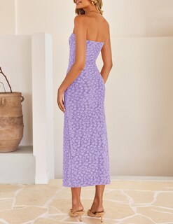 Foto 6 | Vestido Zesica 2025 Summer Boho Floral Con Hombros Descubiertos Morado - Venta Internacional.
