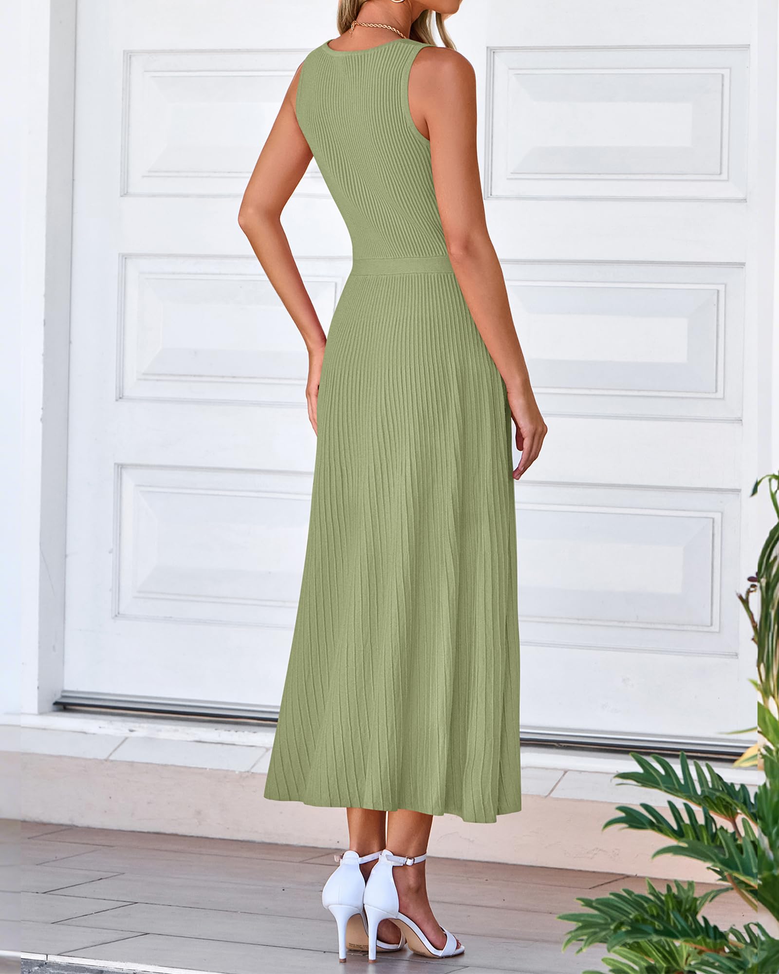 Foto 4 pulgar | Vestido Sin Mangas Midi Bodycon Btfbm De Punto Acanalado De Verano Sin Mangas - Venta Internacional.