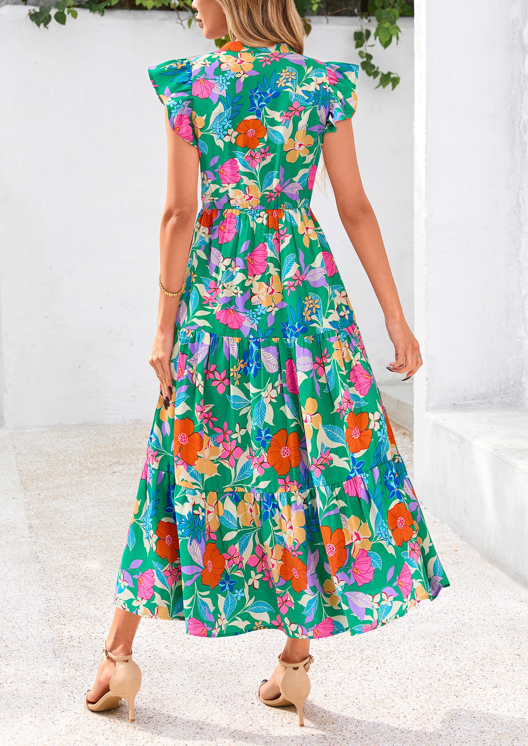 Foto 3 pulgar | Vestido Midi Prettygarden Para Mujer Con Cuello En V Con Estampado Floral De Verano 2025 - Venta Internacional.