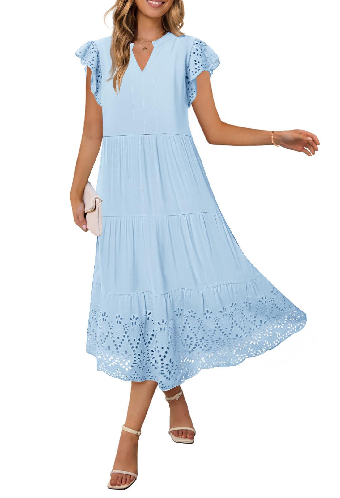 Vestido Merokeety Para Mujer, Verano 2025, Manga Corta, Cuello En V - Venta Internacional.