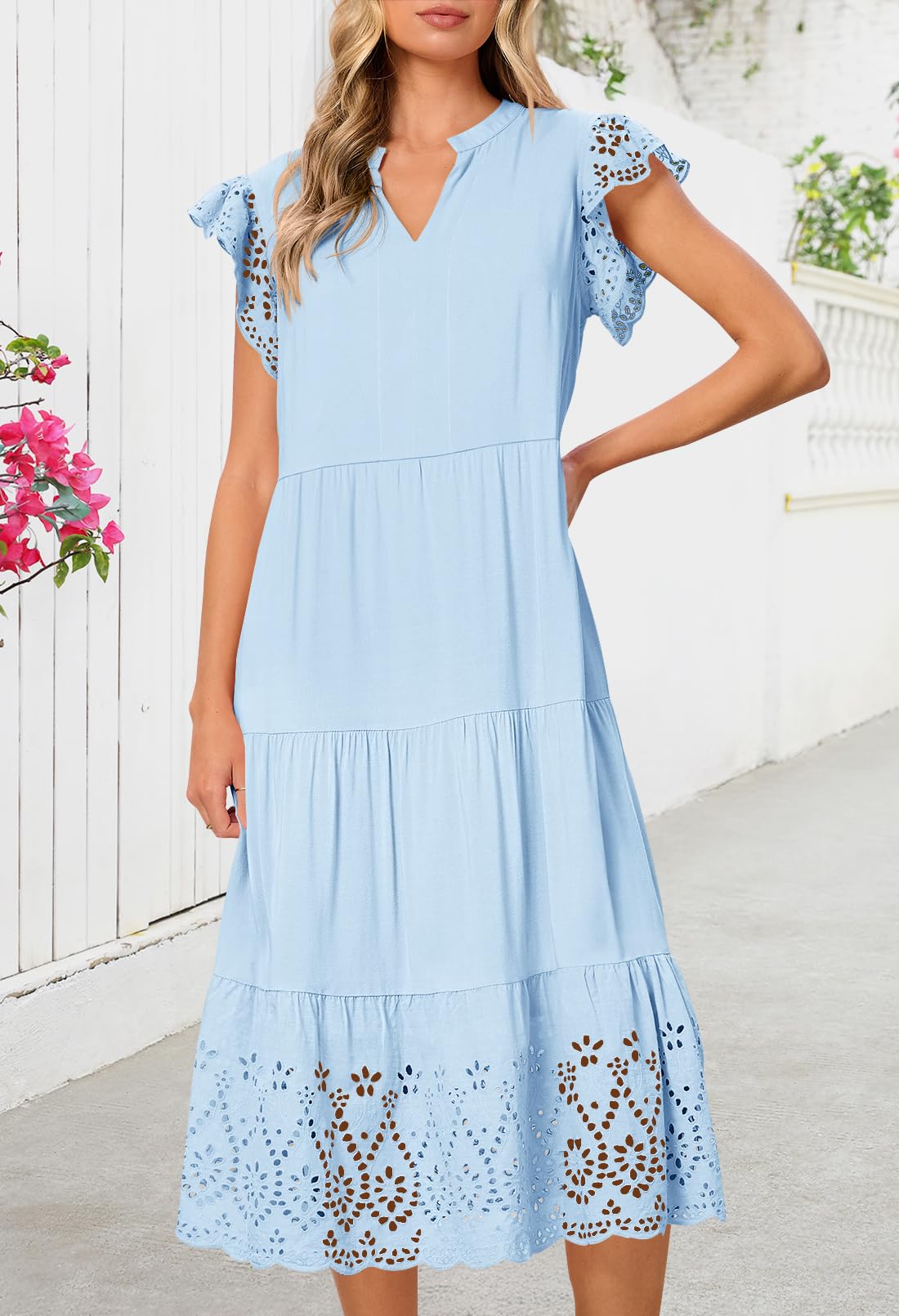 Foto 3 pulgar | Vestido Merokeety Para Mujer, Verano 2025, Manga Corta, Cuello En V - Venta Internacional.