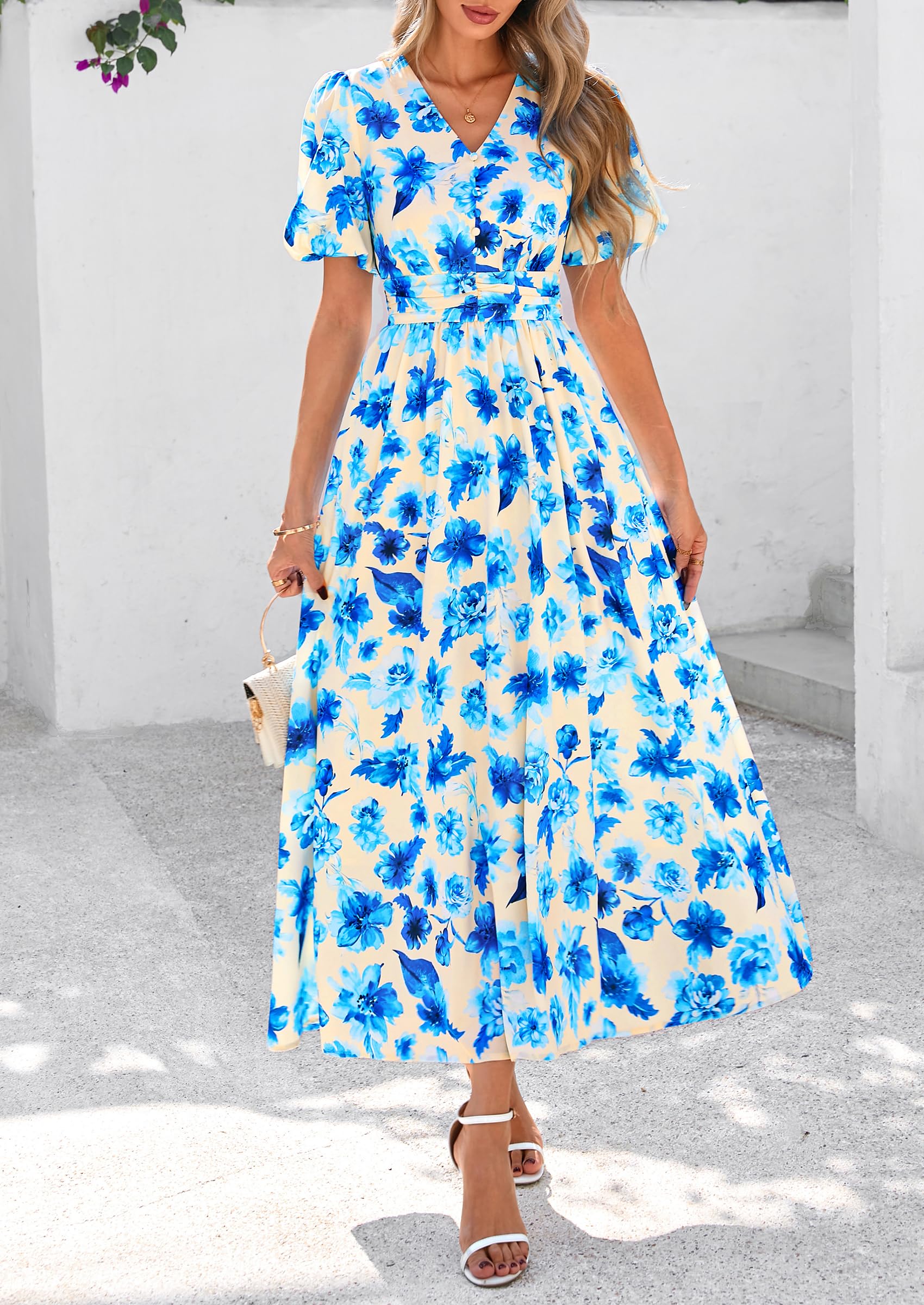 Foto 4 pulgar | Vestido Largo Prettygarden Para Mujer, Verano 2025, Estampado Floral - Venta Internacional.