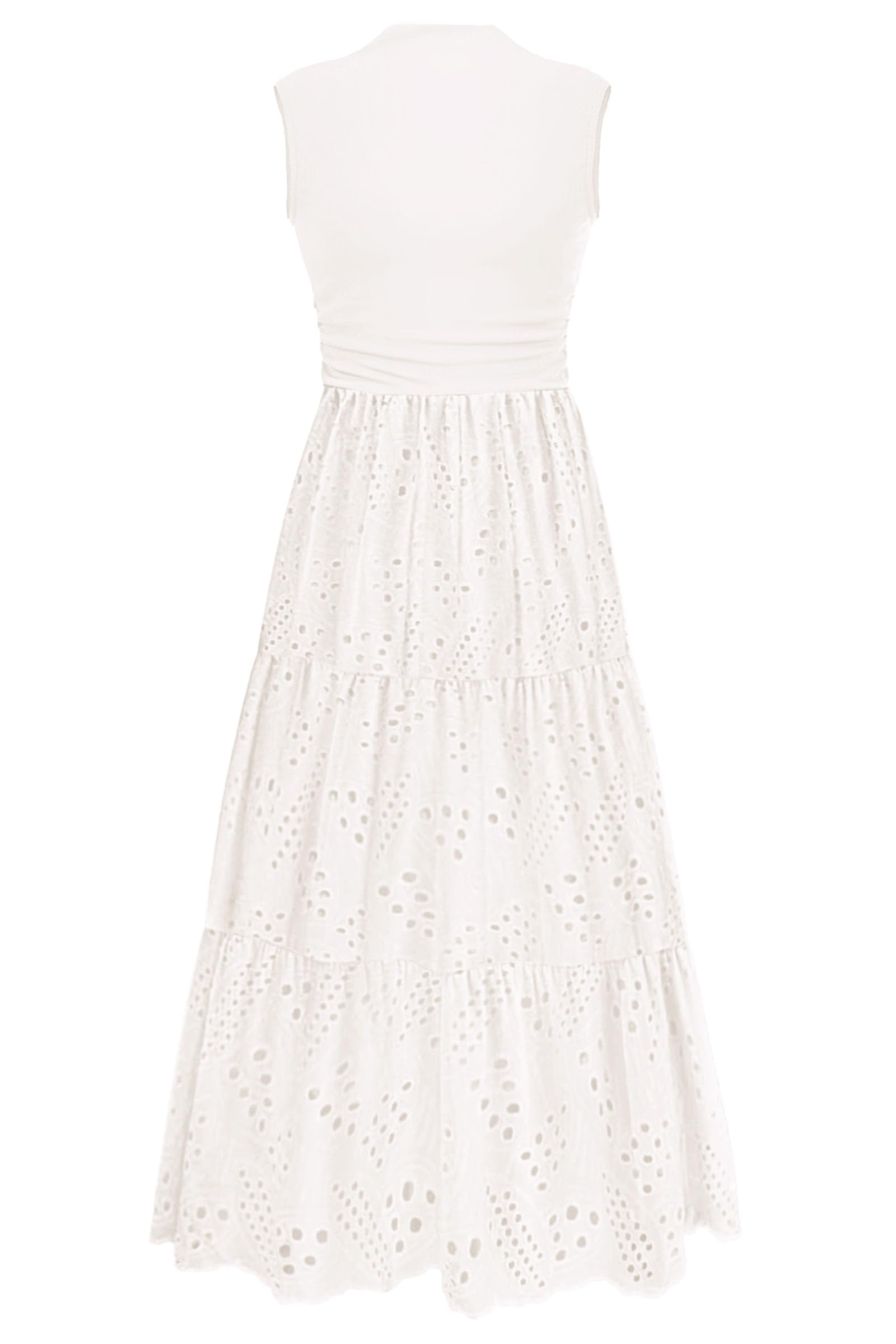 Foto 2 pulgar | Vestido De Verano Prettygarden 2025, Camiseta Sin Mangas Con Ojales, Maxi Con Bolsillos - Venta Internacional.