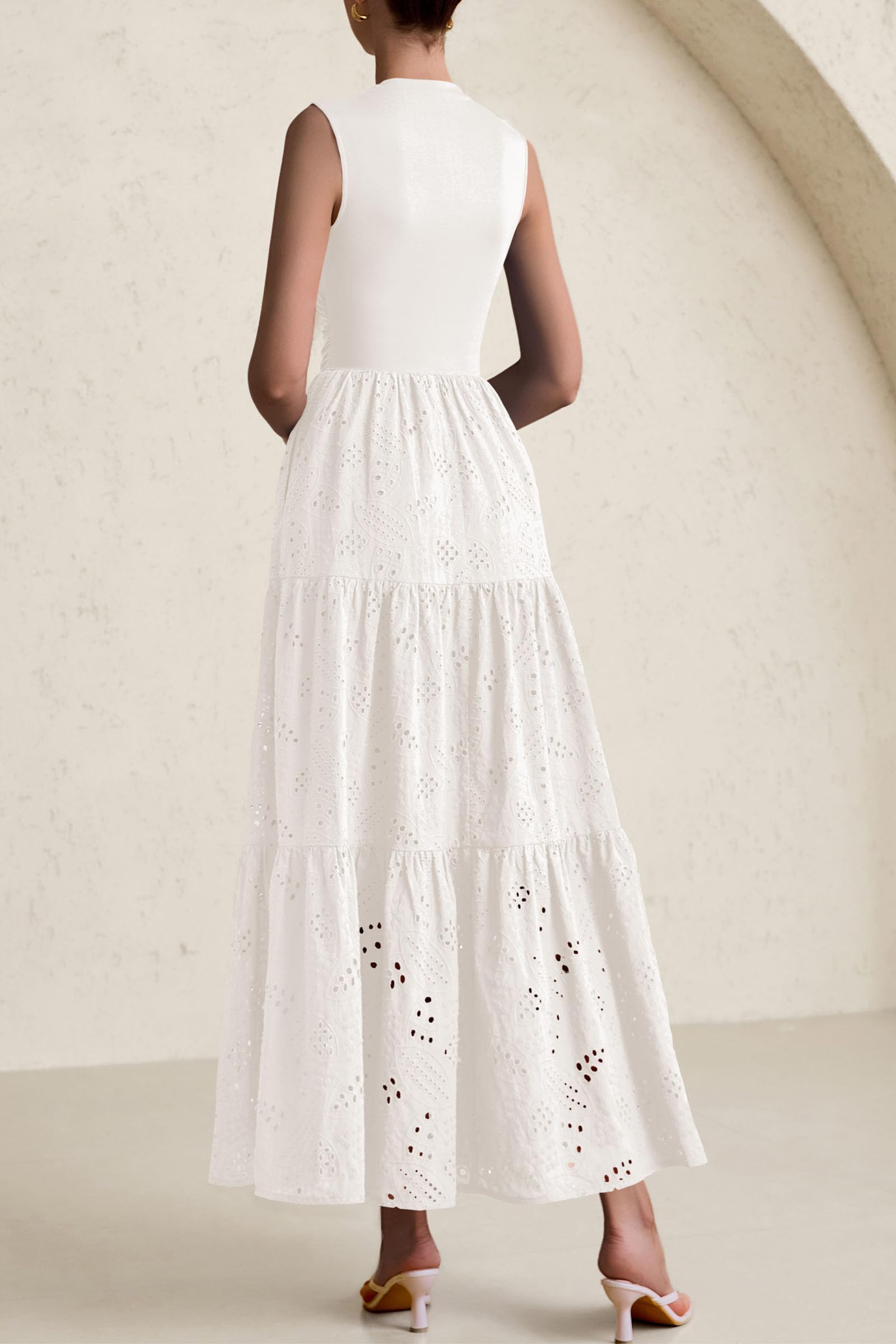 Foto 2 | Vestido De Verano Prettygarden 2025, Camiseta Sin Mangas Con Ojales, Maxi Con Bolsillos - Venta Internacional.