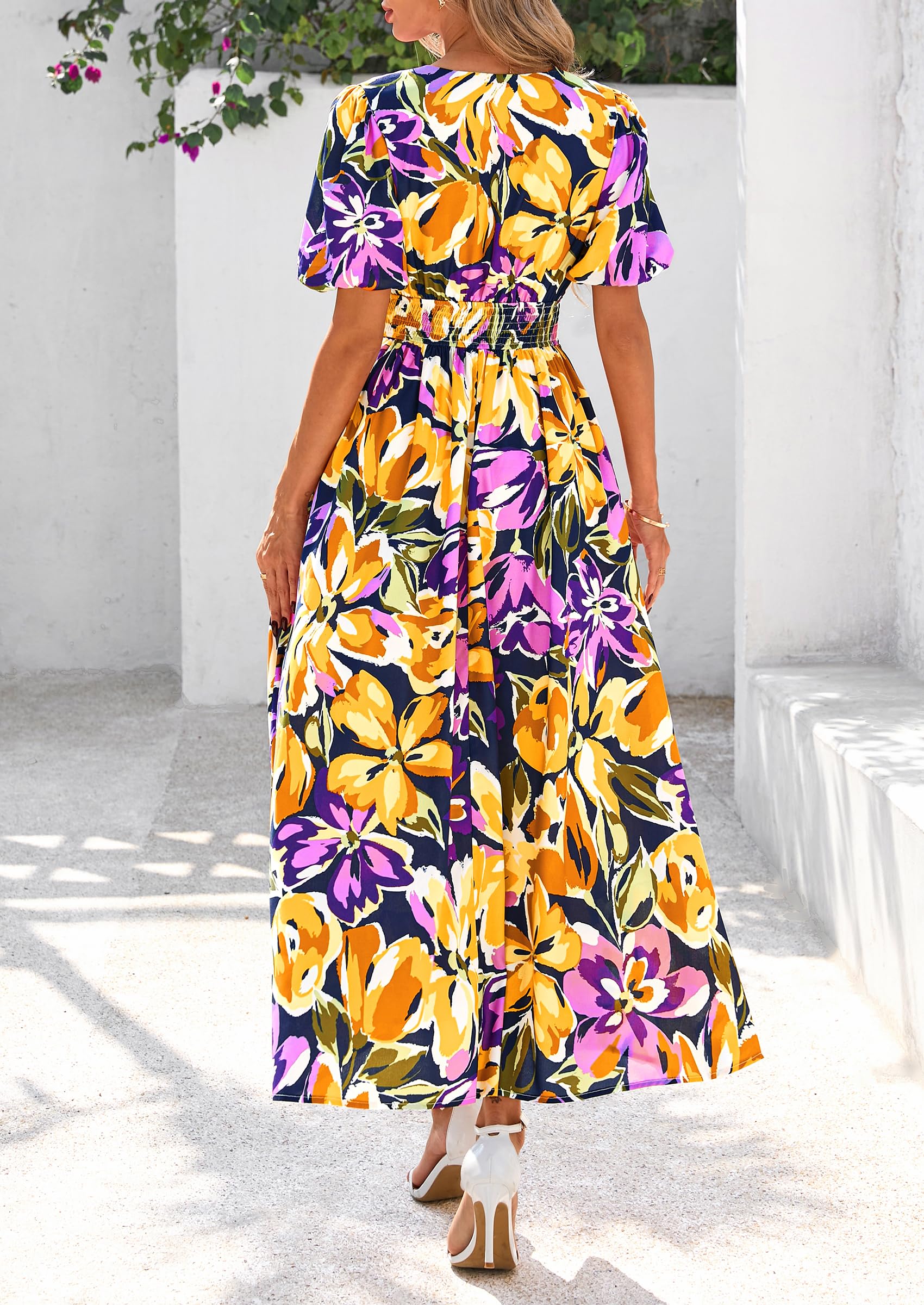 Foto 5 | Vestido Largo Prettygarden Para Mujer, Verano 2025, Estampado Floral, Cuello En V - Venta Internacional.