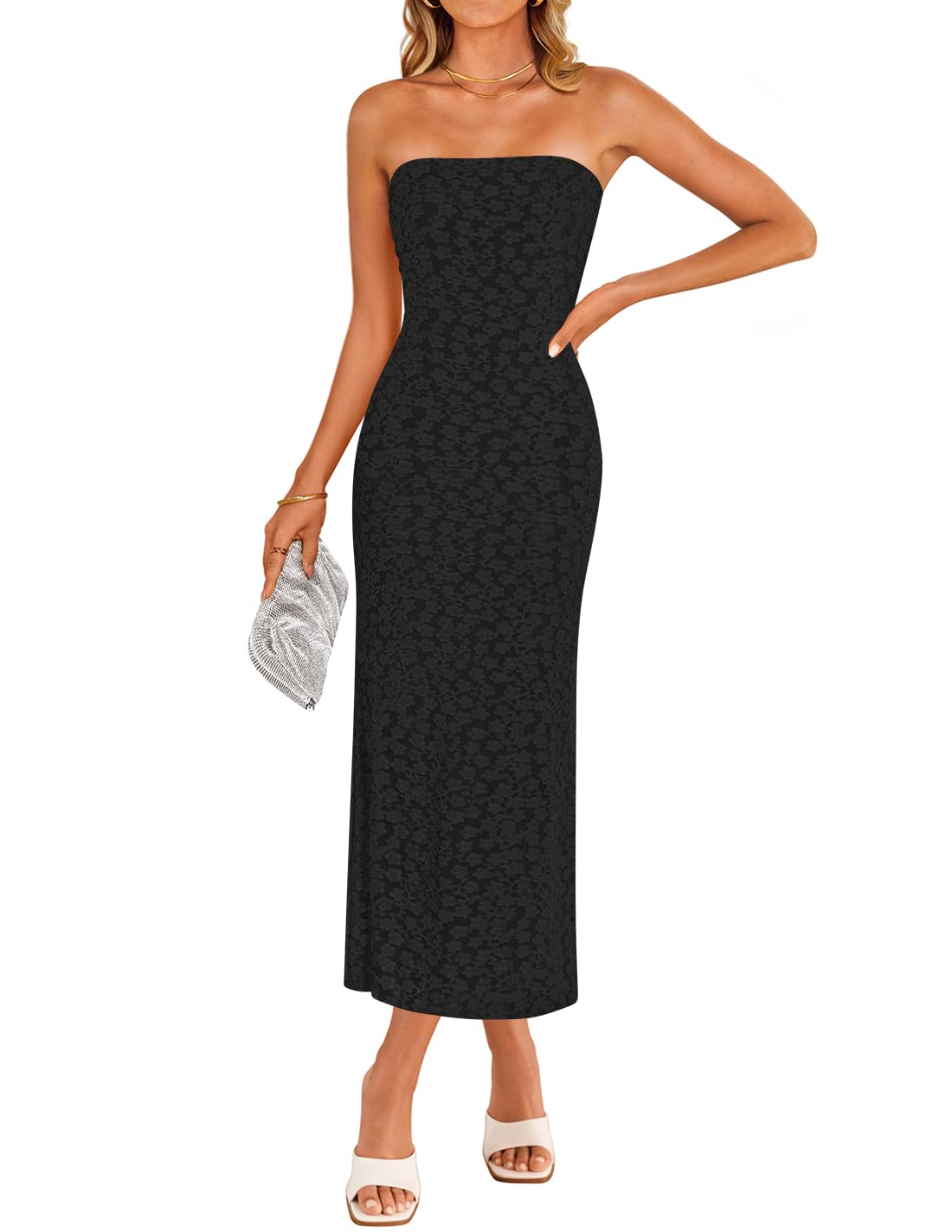 Foto 2 pulgar | Vestido Zesica Para Mujer 2025, Estilo Bohemio, Floral, Ajustado, Negro - Venta Internacional.