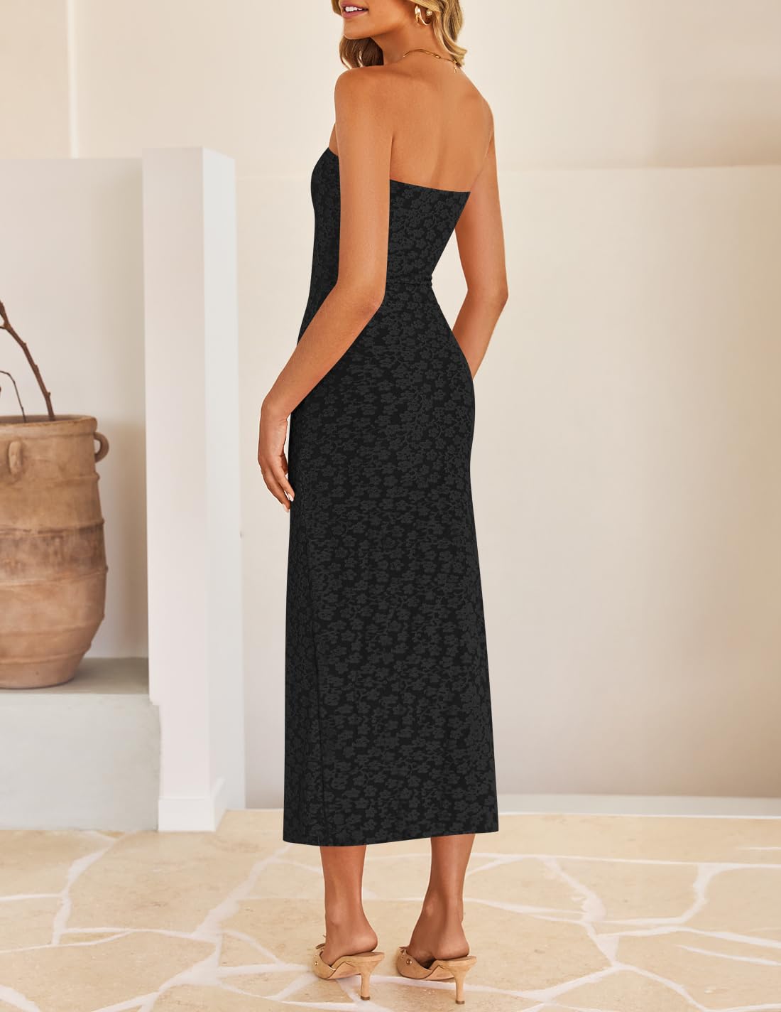 Foto 5 pulgar | Vestido Zesica Para Mujer 2025, Estilo Bohemio, Floral, Ajustado, Negro - Venta Internacional.