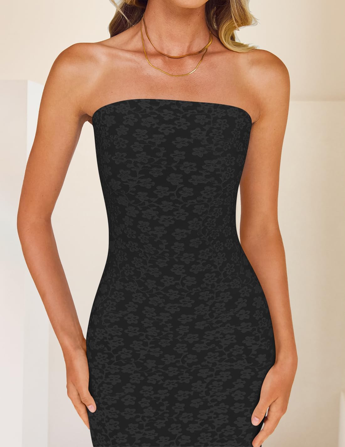 Foto 6 pulgar | Vestido Zesica Para Mujer 2025, Estilo Bohemio, Floral, Ajustado, Negro - Venta Internacional.
