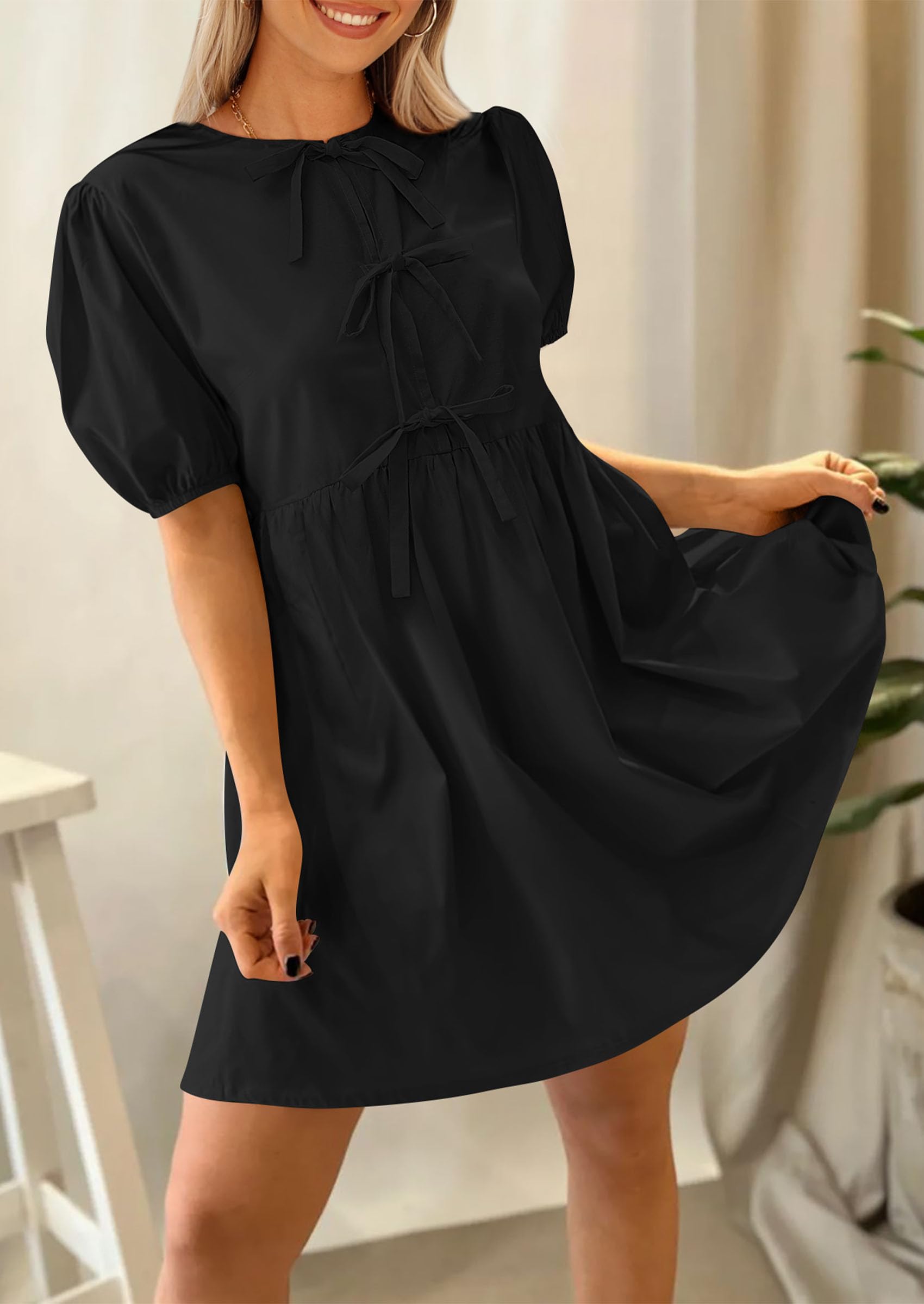 Foto 4 pulgar | Vestido Prettygarden Para Mujer, Verano 2025, Manga Corta, Línea A - Venta Internacional.