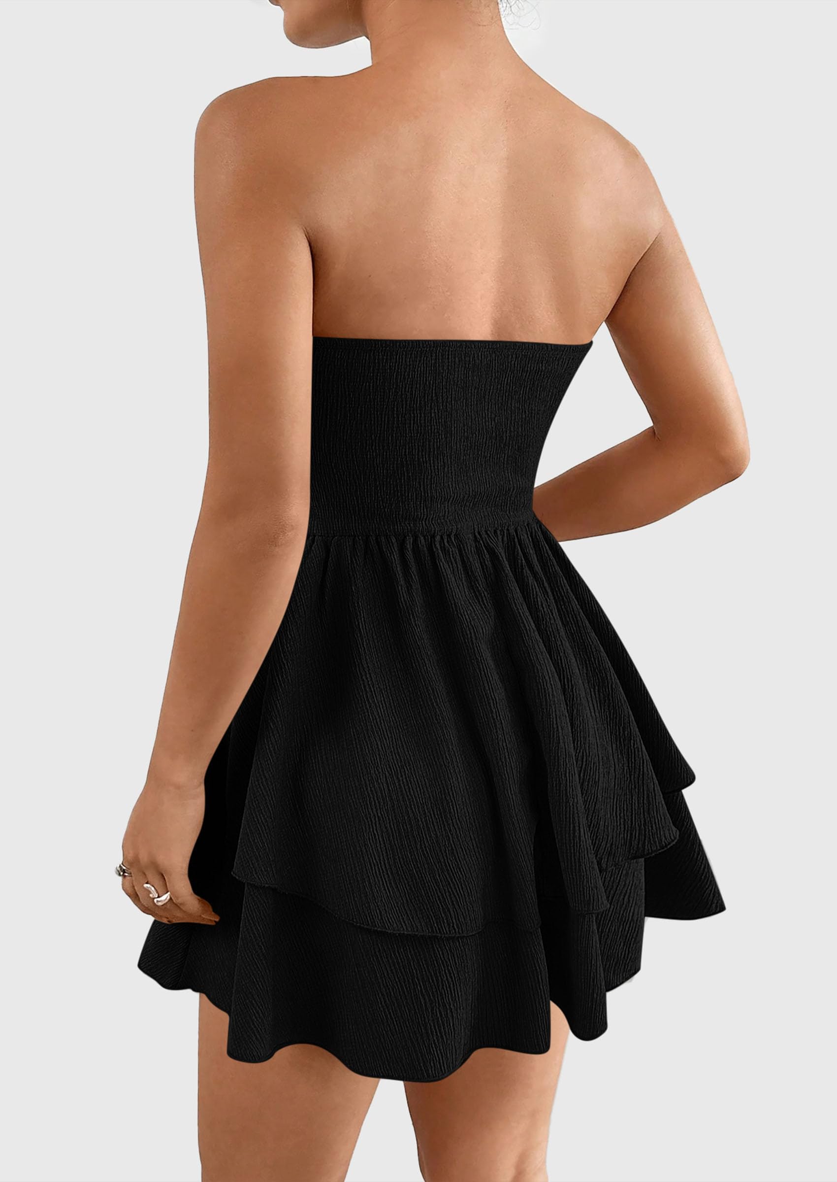 Foto 3 pulgar | Vestido Prettygarden Para Mujer, Verano 2025, Sin Tirantes, Tubo, Negro - Venta Internacional.