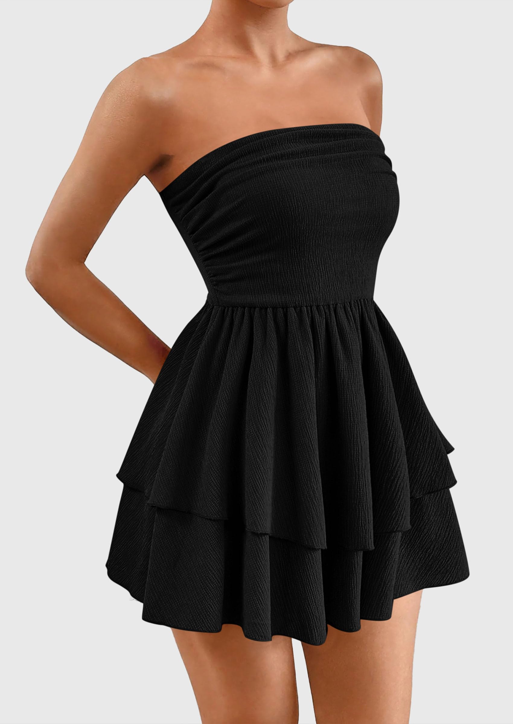 Foto 4 pulgar | Vestido Prettygarden Para Mujer, Verano 2025, Sin Tirantes, Tubo, Negro - Venta Internacional.