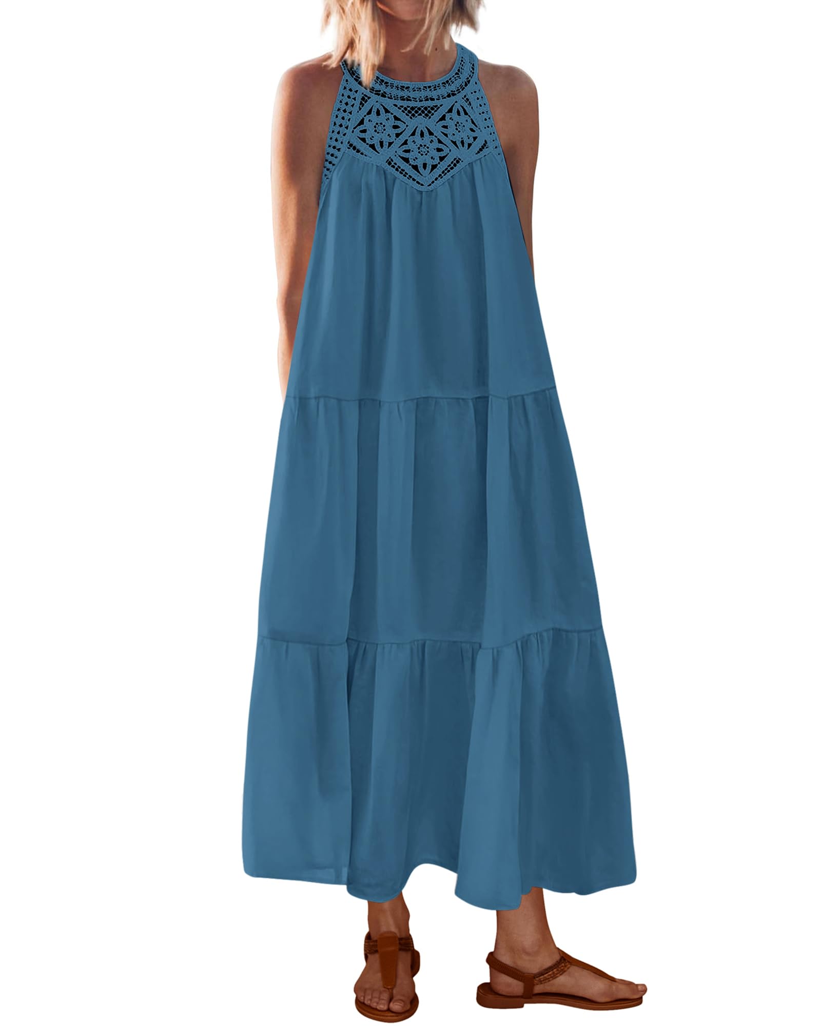 Foto 2 pulgar | Vestido Btfbm, Vestido Largo Casual, Holgado, Holgado, De Verano, Halter, Para Mujer - Venta Internacional.