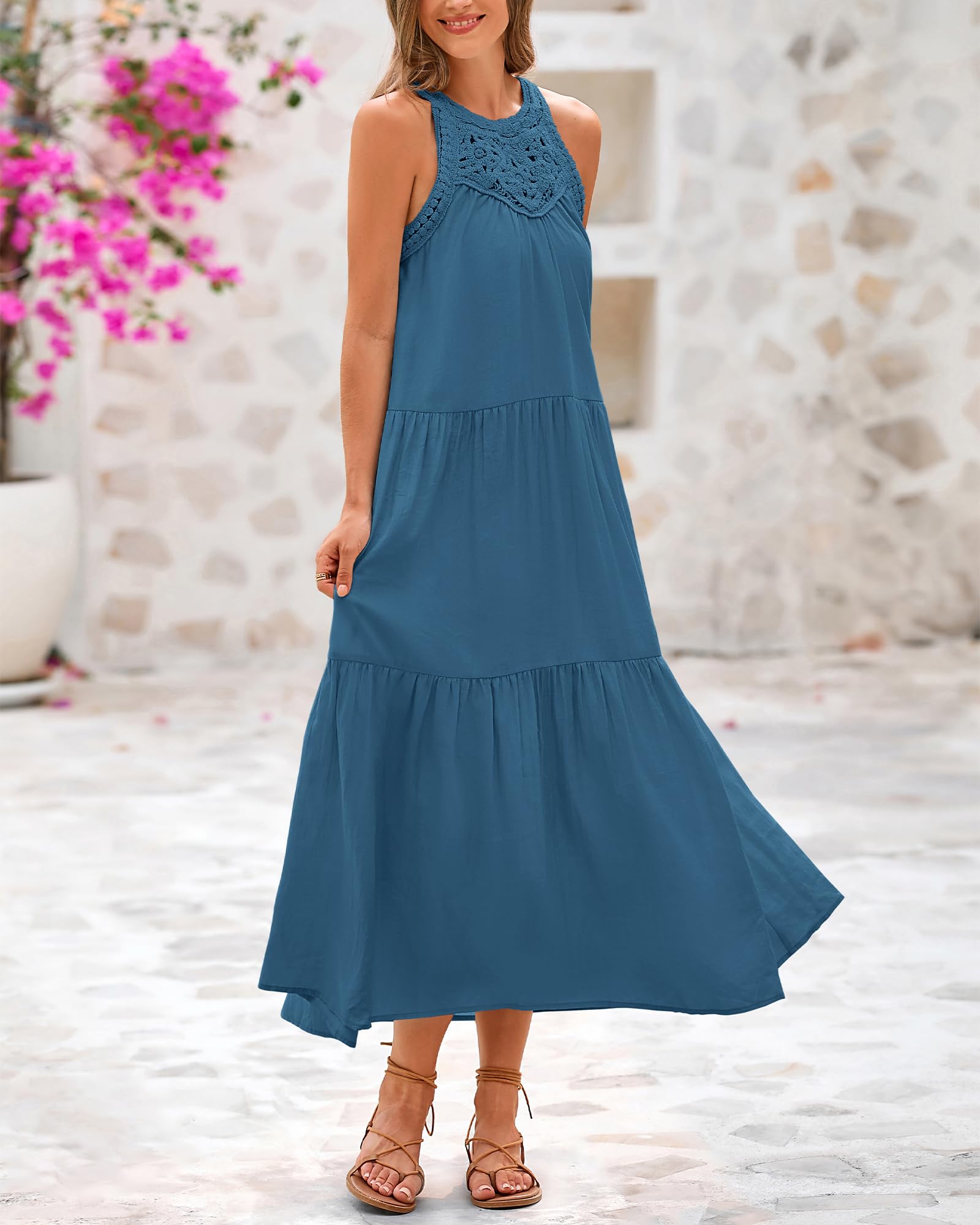 Foto 5 | Vestido Btfbm, Vestido Largo Casual, Holgado, Holgado, De Verano, Halter, Para Mujer - Venta Internacional.