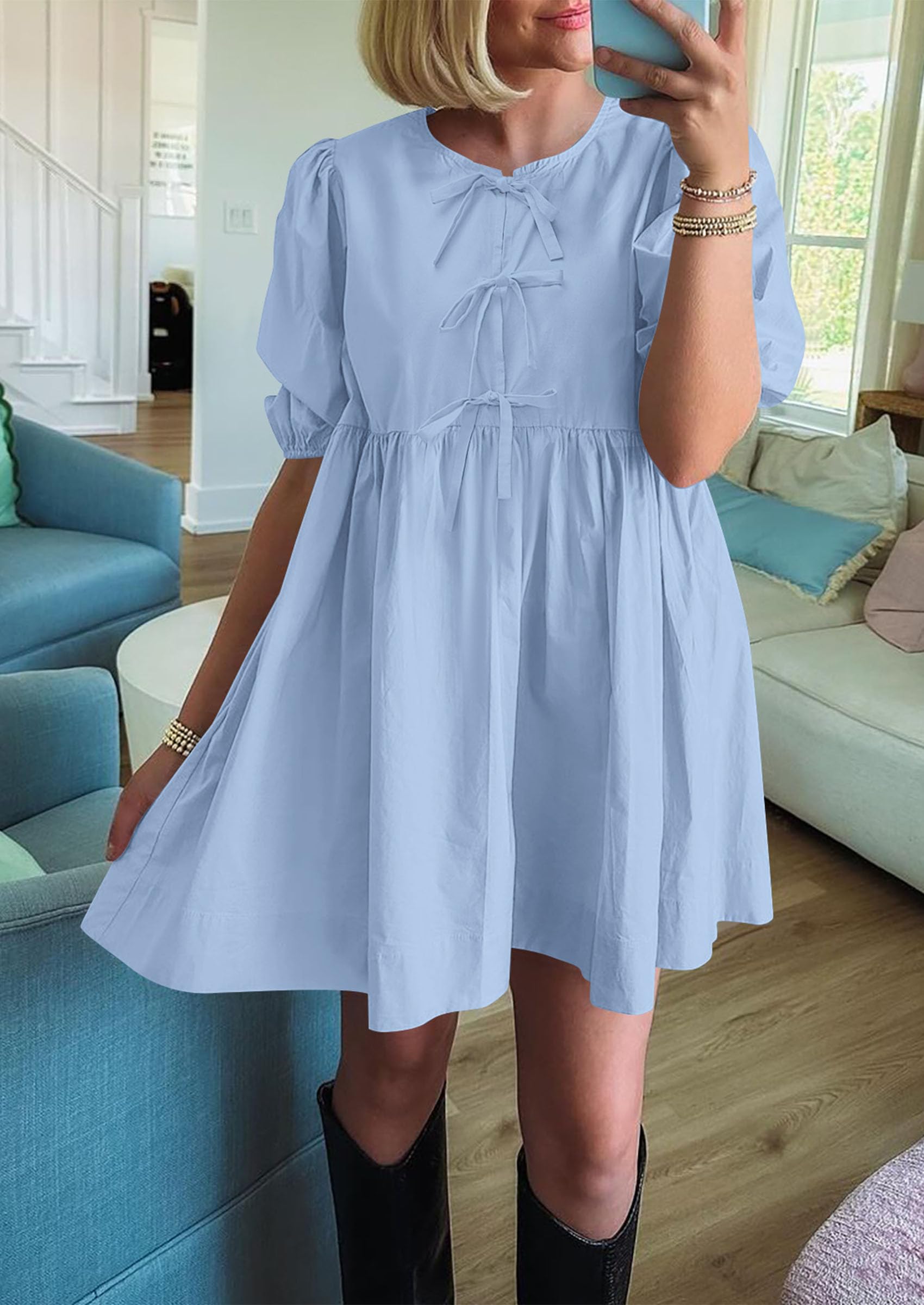 Foto 5 pulgar | Vestido Prettygarden Para Mujer, Verano 2025, Manga Corta, Línea A - Venta Internacional.