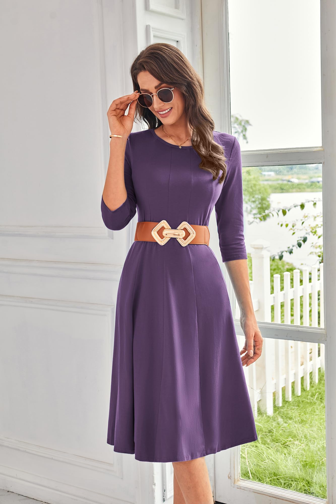 Foto 4 pulgar | Vestido Grace Karin Flowy Summer Para Mujer, Algodón, Color Morado, L - Venta Internacional.