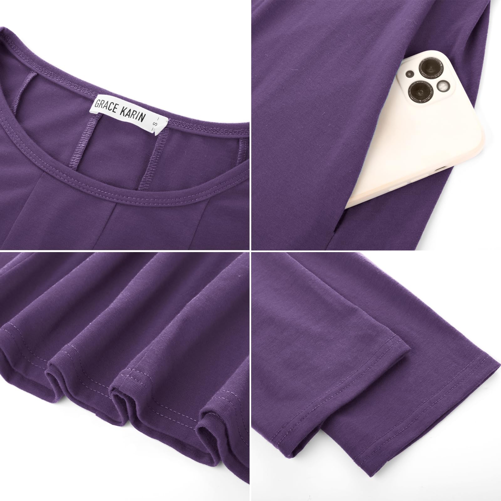 Foto 6 pulgar | Vestido Grace Karin Flowy Summer Para Mujer, Algodón, Color Morado, L - Venta Internacional.