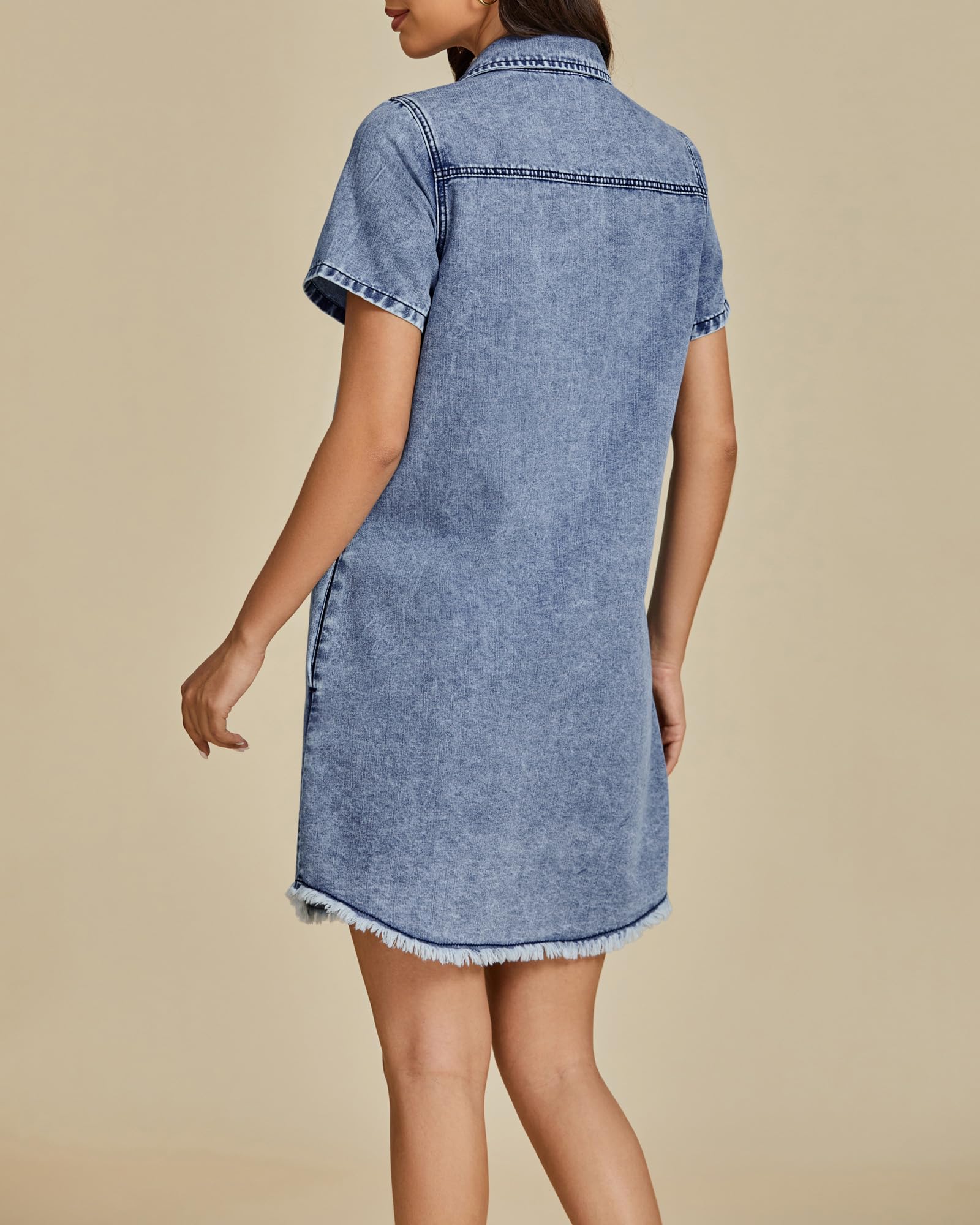 Foto 2 | Vestido Vaquero Casual Luvamia Para Mujer, Mezclilla Azul, Talla S 4-6 - Venta Internacional.