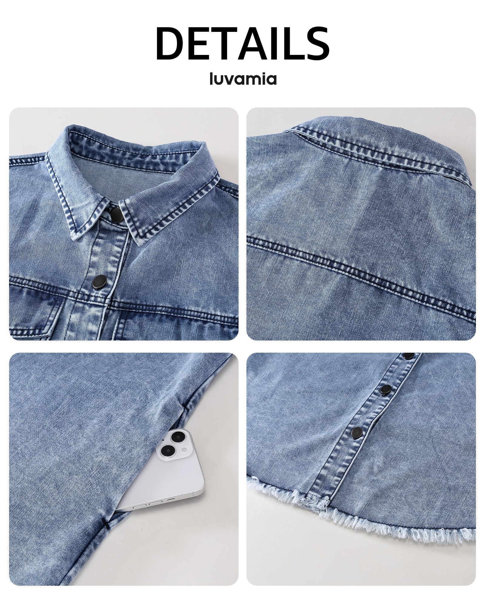 Foto 5 pulgar | Vestido Vaquero Casual Luvamia Para Mujer, Mezclilla Azul, Talla S 4-6 - Venta Internacional.