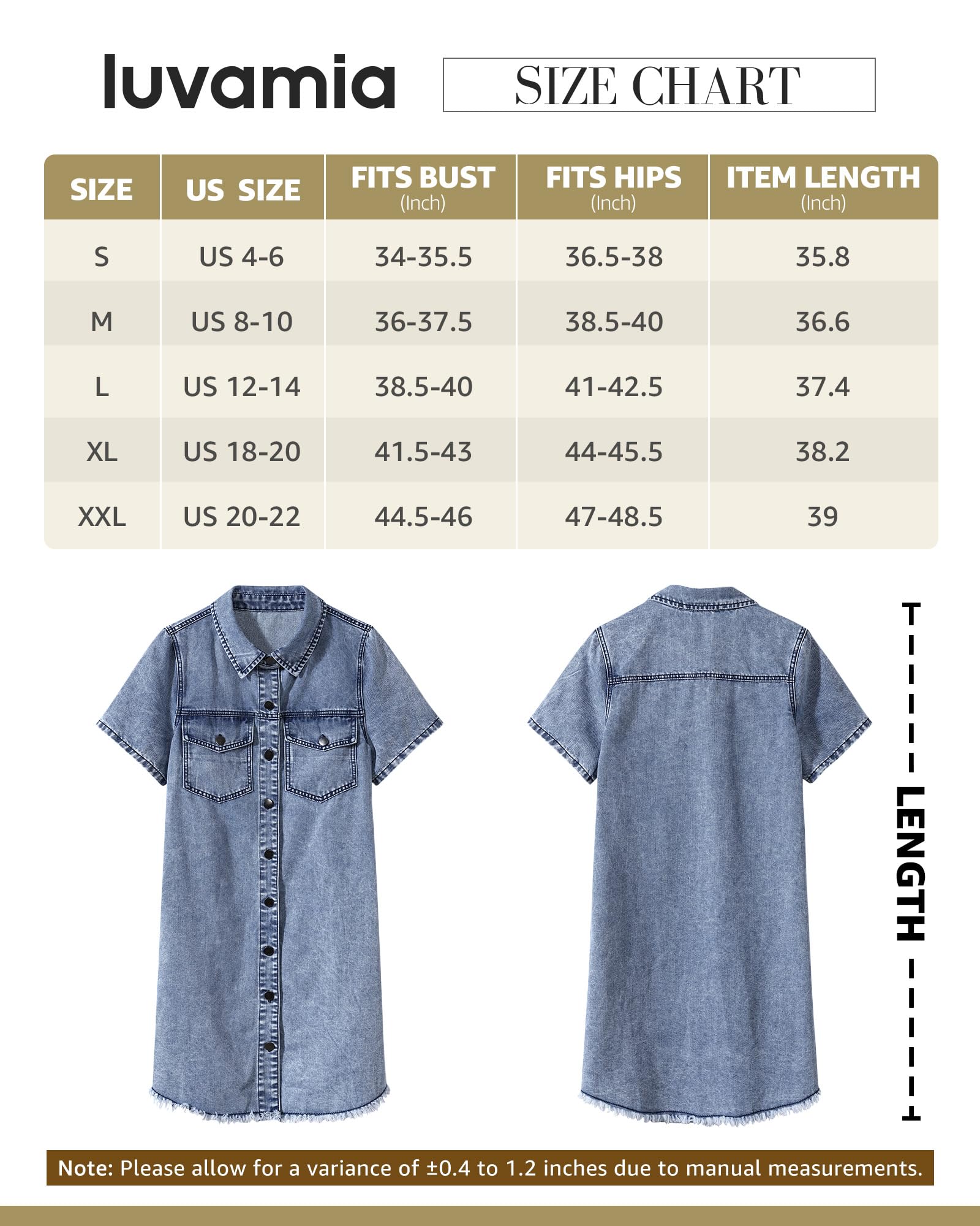 Foto 6 pulgar | Vestido Vaquero Casual Luvamia Para Mujer, Mezclilla Azul, Talla S 4-6 - Venta Internacional.