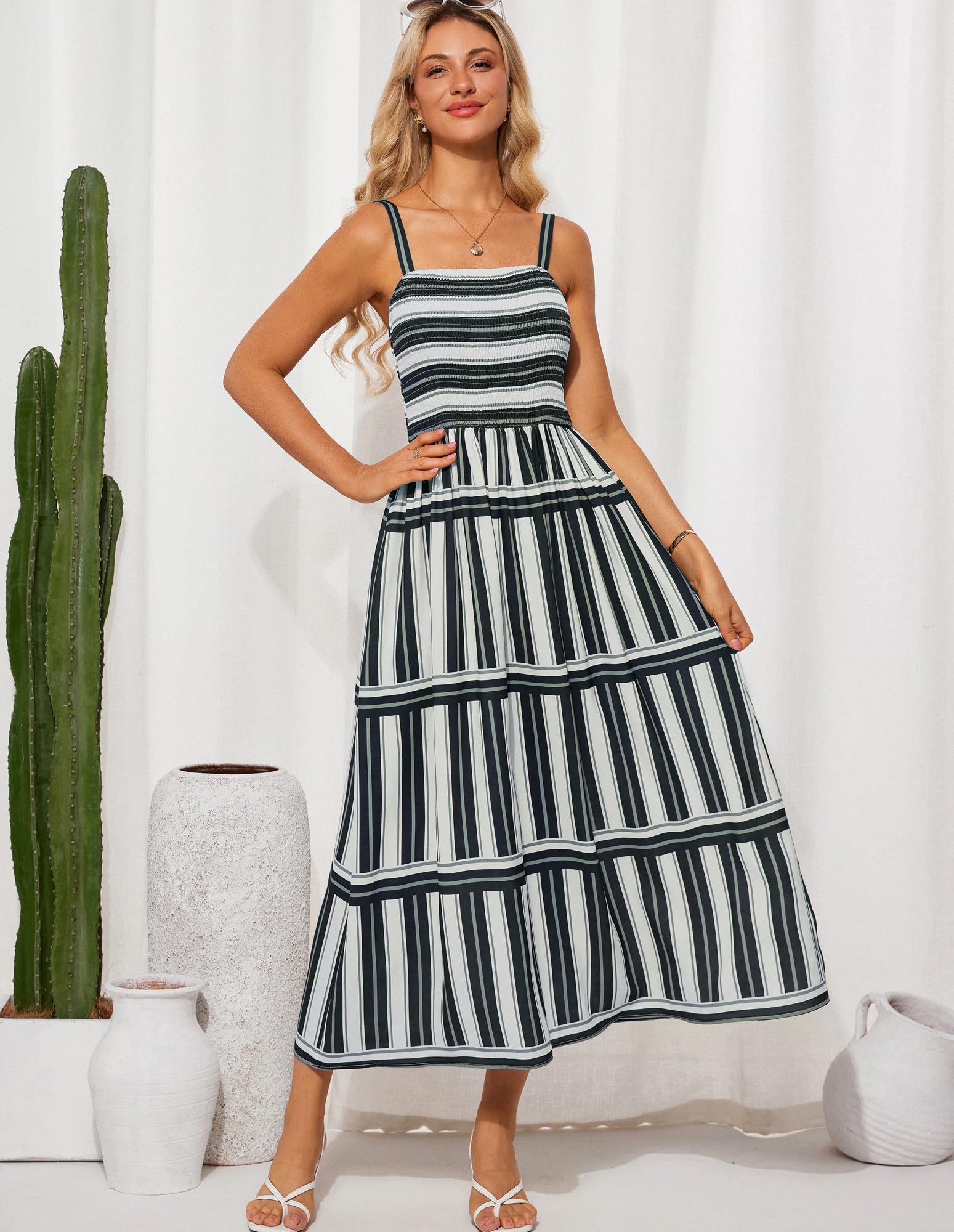 Foto 6 pulgar | Vestido Grace Karin Floral Maxi Para Verano, Playa, Negro Y Blanco - Venta Internacional.