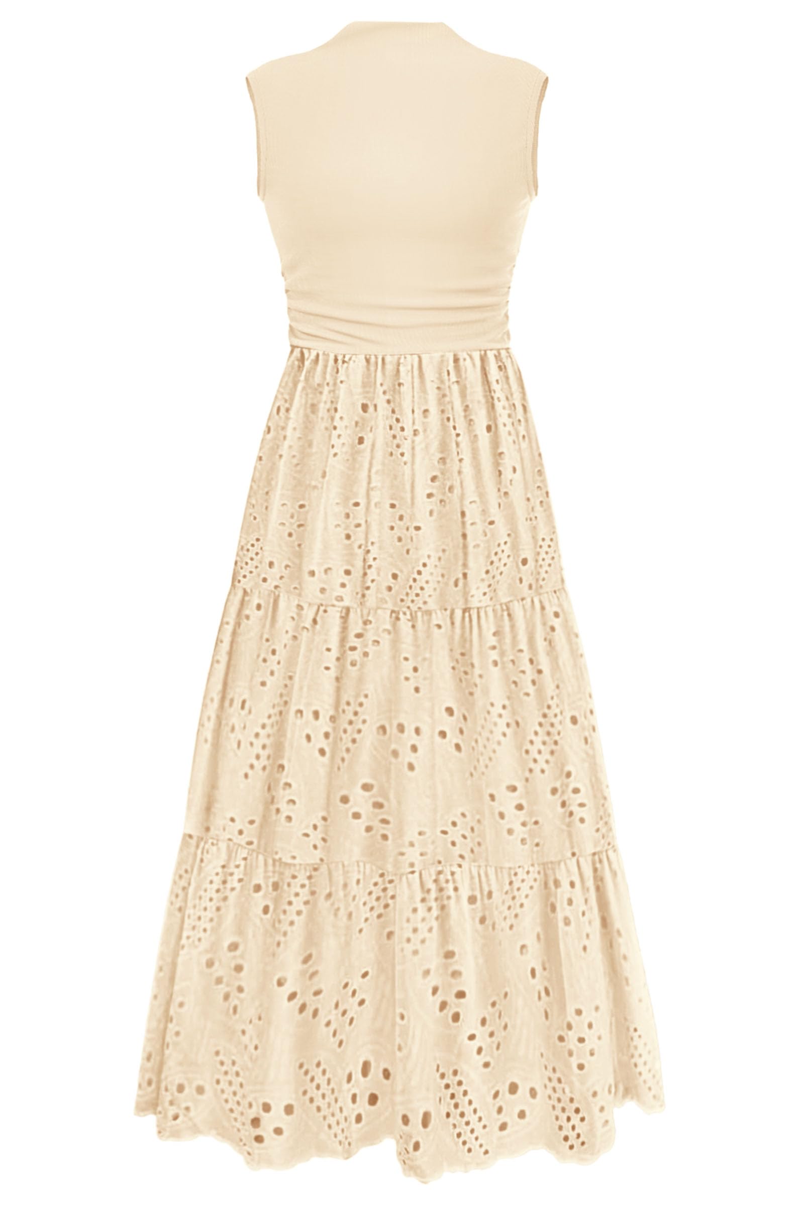 Foto 2 pulgar | Vestido De Verano Prettygarden 2025, Camiseta Sin Mangas Con Ojales, Maxi Con Bolsillos - Venta Internacional.