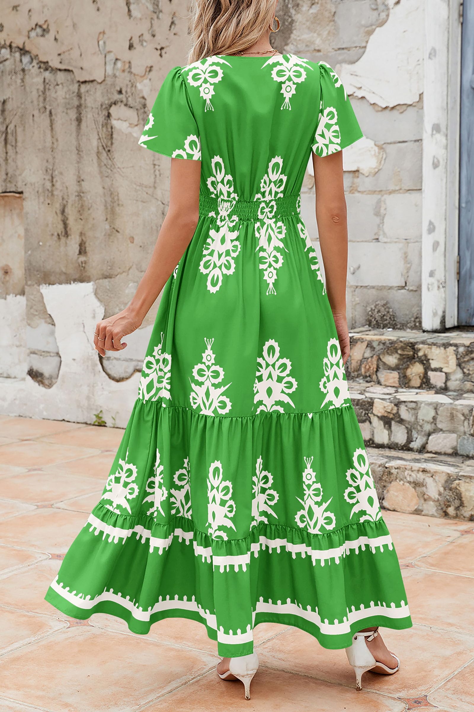 Foto 2 | Vestido Largo Prettygarden Para Mujer, Verano 2025, Cuello En V, Estampado Floral - Venta Internacional.