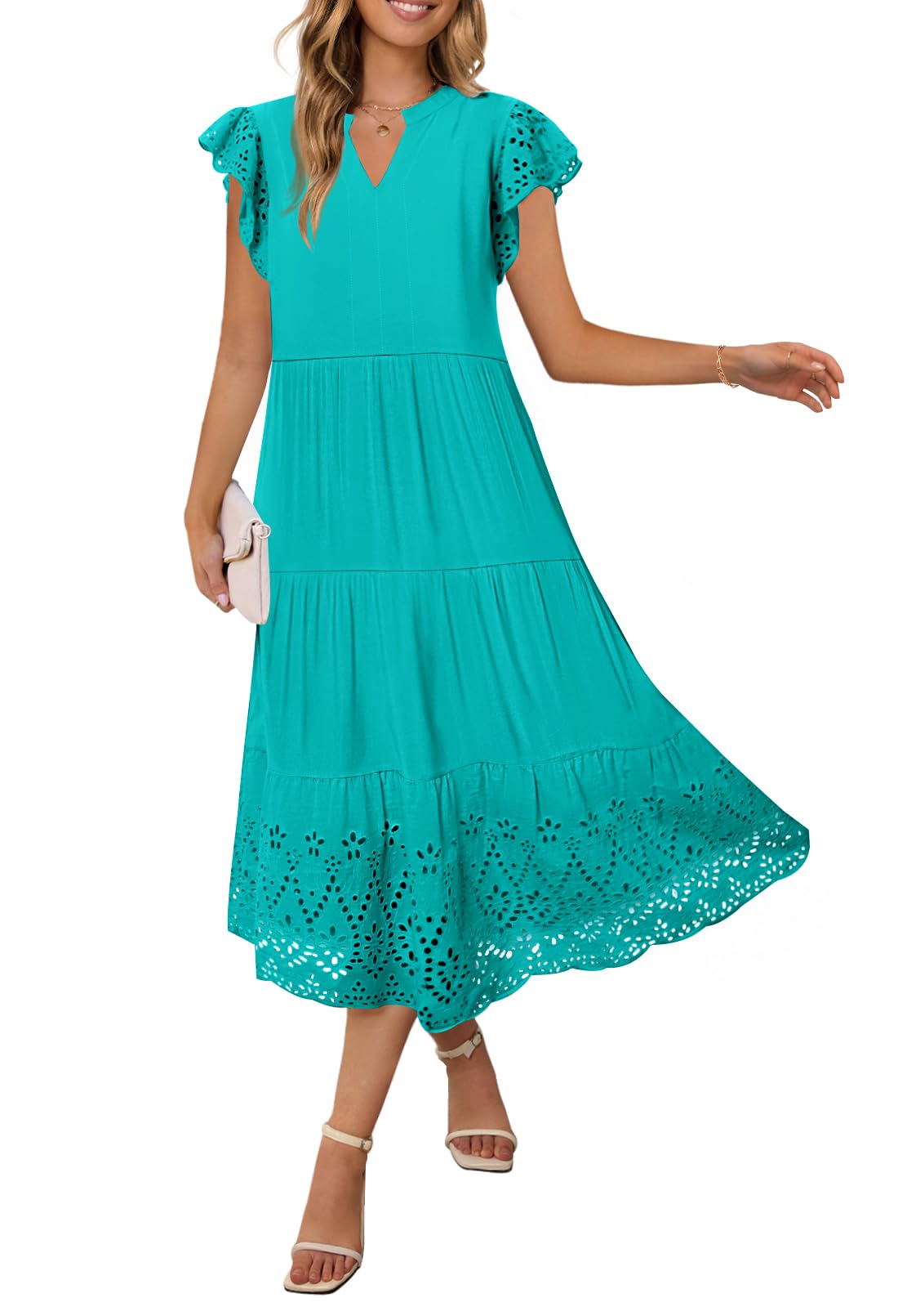 Vestido Merokeety 2025 De Verano De Manga Corta Con Cuello En V Y Volantes En Forma De A - Venta Internacional.