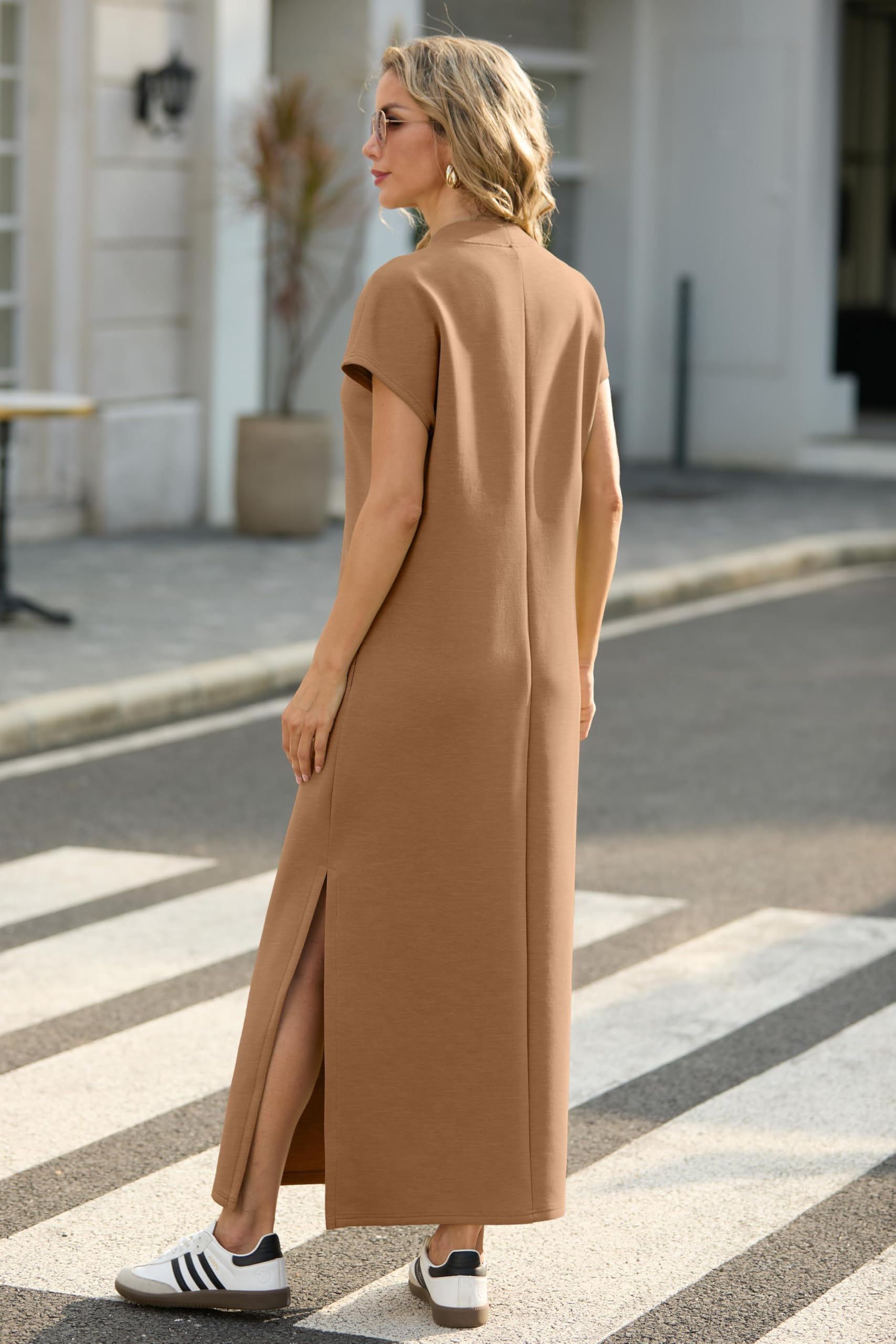 Foto 6 | Vestido Largo Grecerelle Para Mujer, Casual, Cuello Alto, Camel - Venta Internacional.