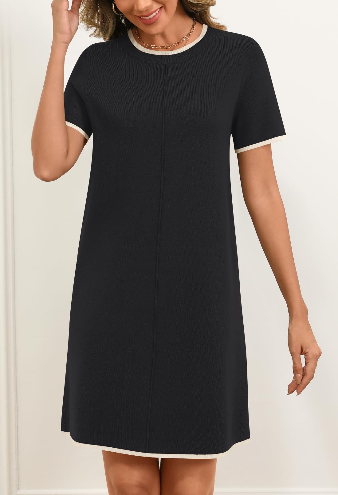 Foto 2 | Vestido Merokeety Para Mujer De Verano 2025, Manga Corta, Negro - Venta Internacional.
