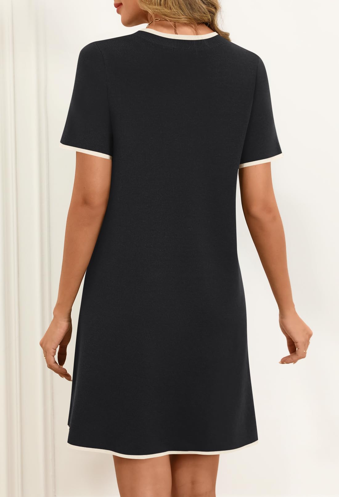 Foto 3 | Vestido Merokeety Para Mujer De Verano 2025, Manga Corta, Negro - Venta Internacional.