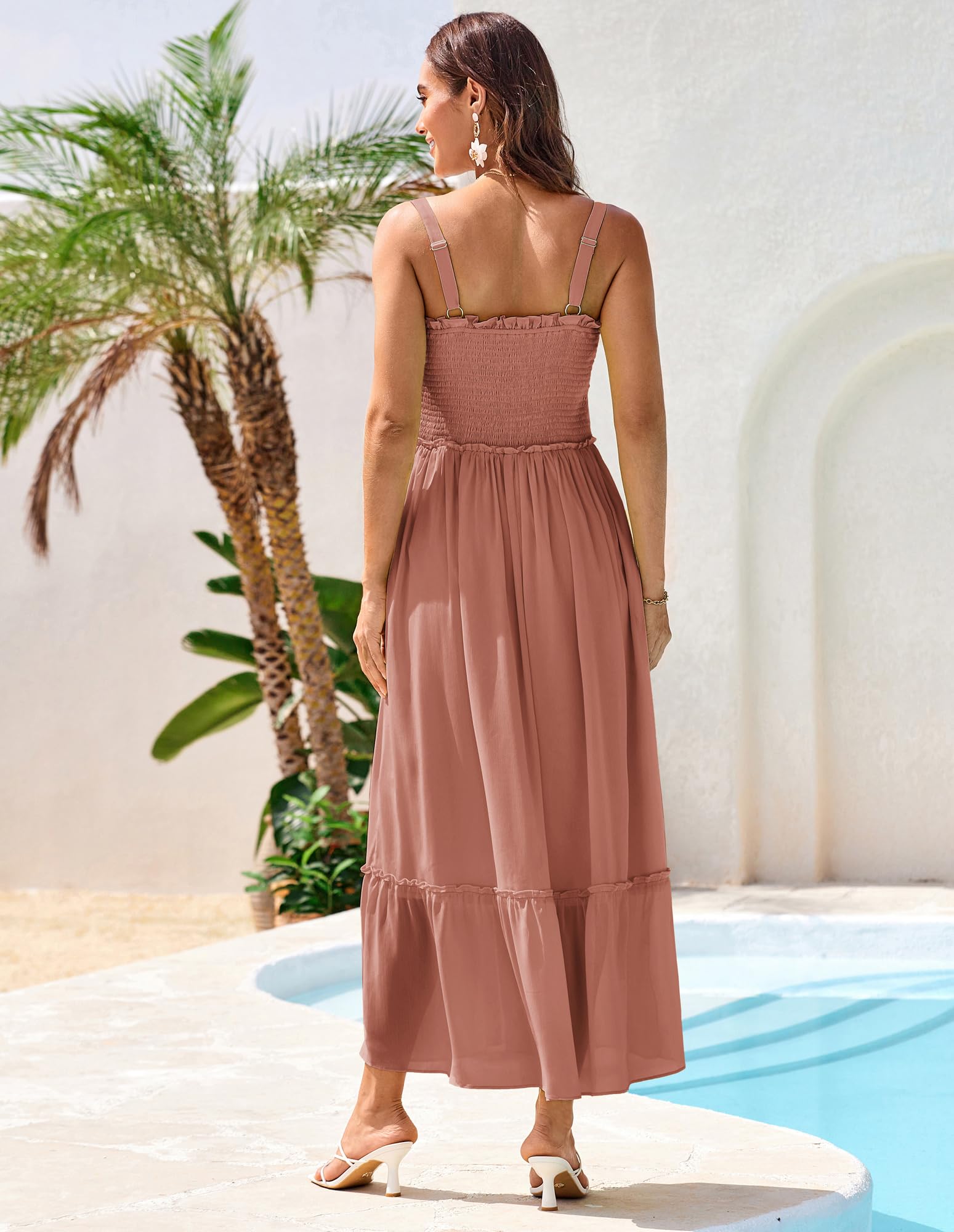 Foto 5 pulgar | Vestido Grace Karin, Casual, De Verano, Con Cuello Cuadrado, Rojo Claro, Marrón - Venta Internacional.