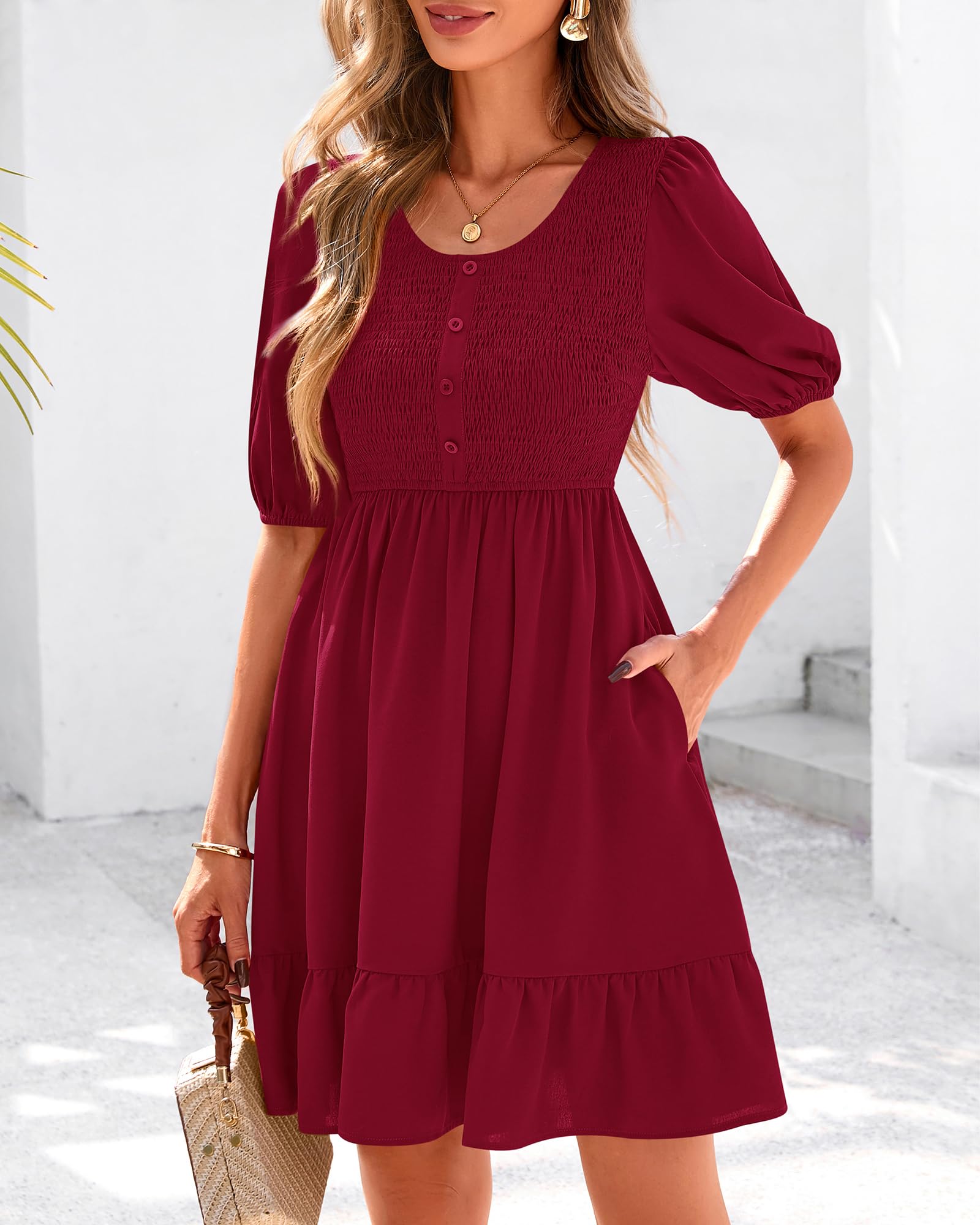 Foto 3 pulgar | Vestido Btfbm Spring Empire Cintura Para Mujer 2025 Verano Rojo - Venta Internacional.