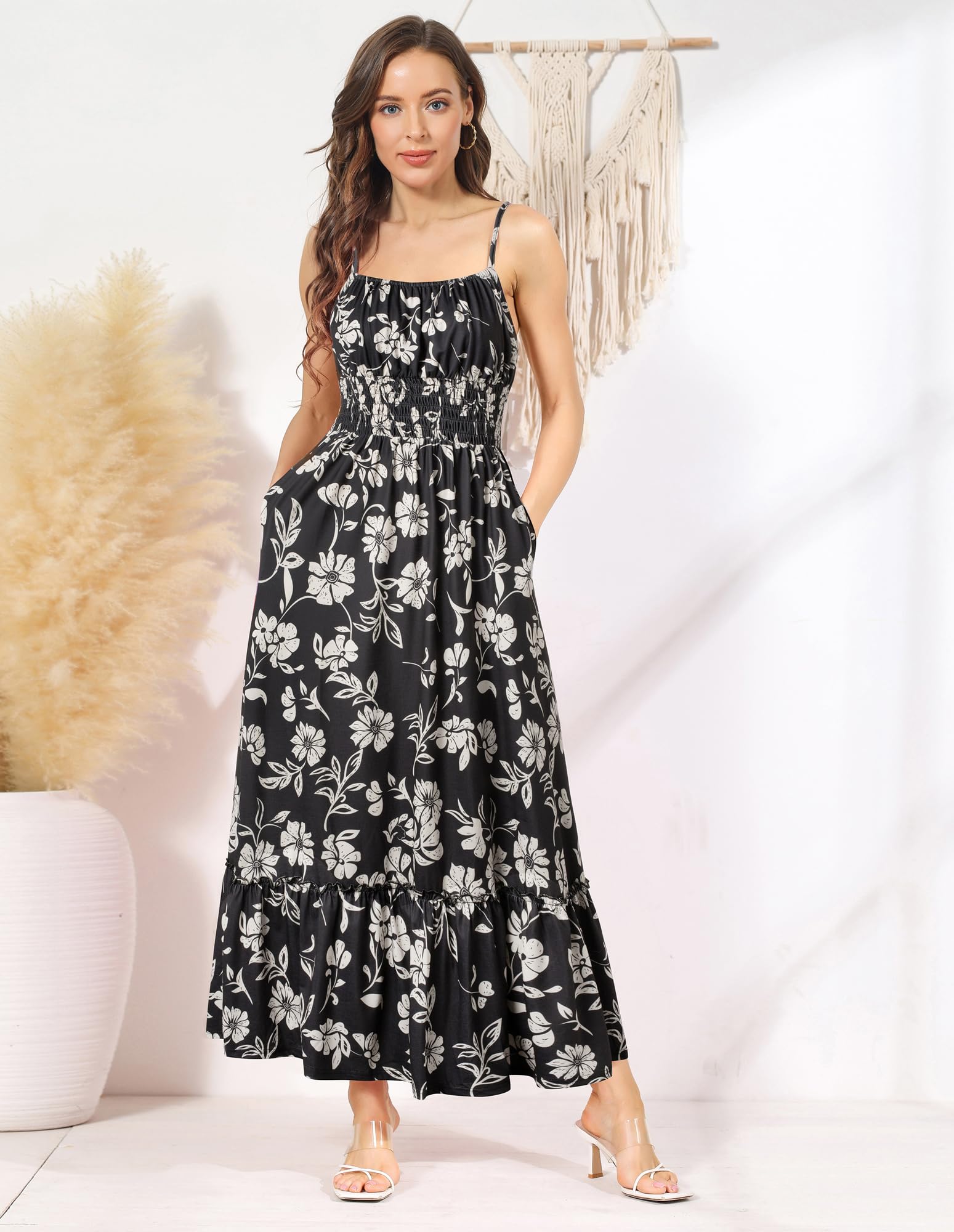Foto 2 | Vestido Grace Karin Con Estampado Floral Largo Bohemio Con Tirantes Finos - Venta Internacional.