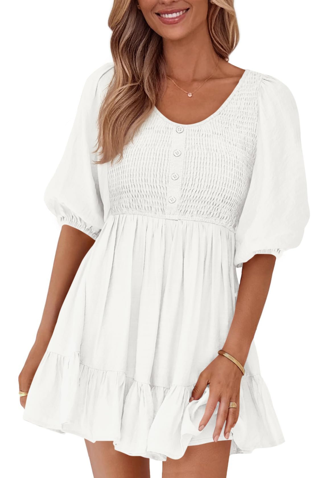 Foto 2 pulgar | Vestido Btfbm Spring Empire Cintura Para Mujer 2025 Verano Blanco - Venta Internacional.