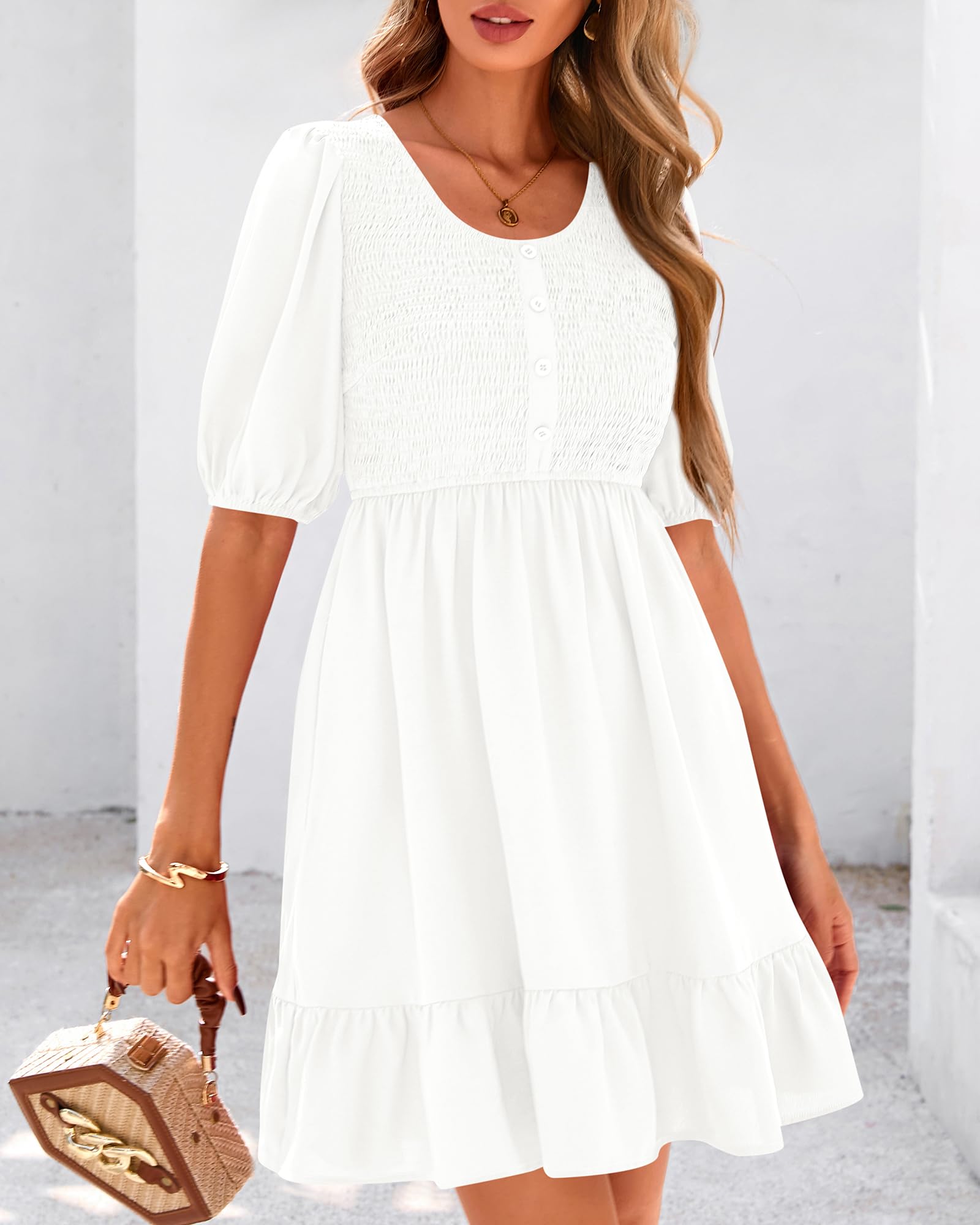 Foto 5 pulgar | Vestido Btfbm Spring Empire Cintura Para Mujer 2025 Verano Blanco - Venta Internacional.