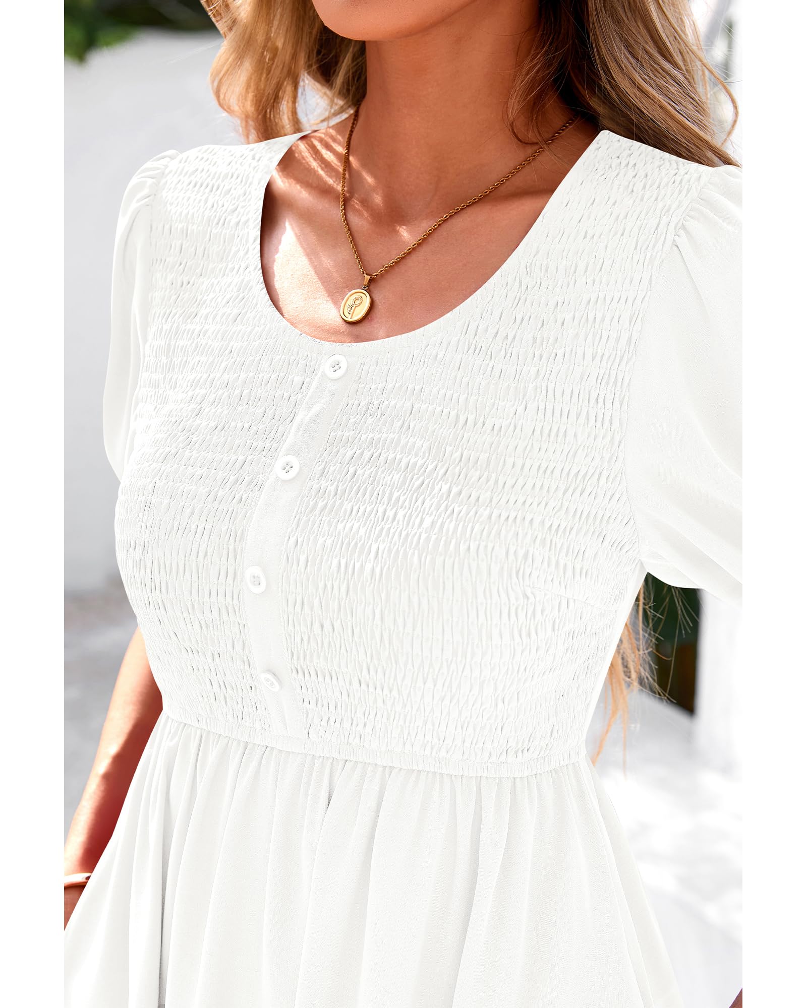 Foto 8 pulgar | Vestido Btfbm Spring Empire Cintura Para Mujer 2025 Verano Blanco - Venta Internacional.
