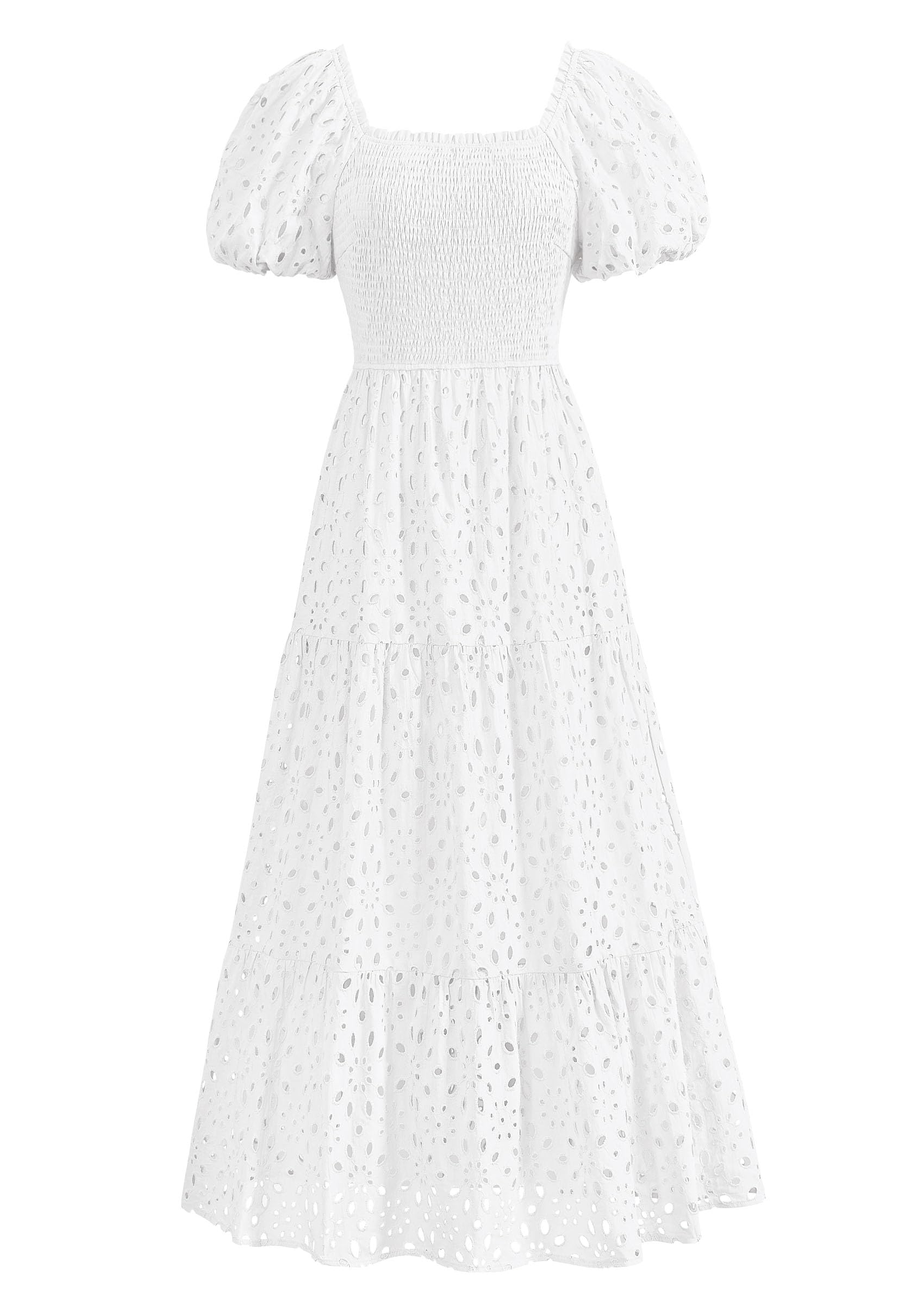 Foto 1 | Vestido Prettygarden Verano 2025 Con Ojales, Cuello Cuadrado, Manga Abullonada - Venta Internacional.