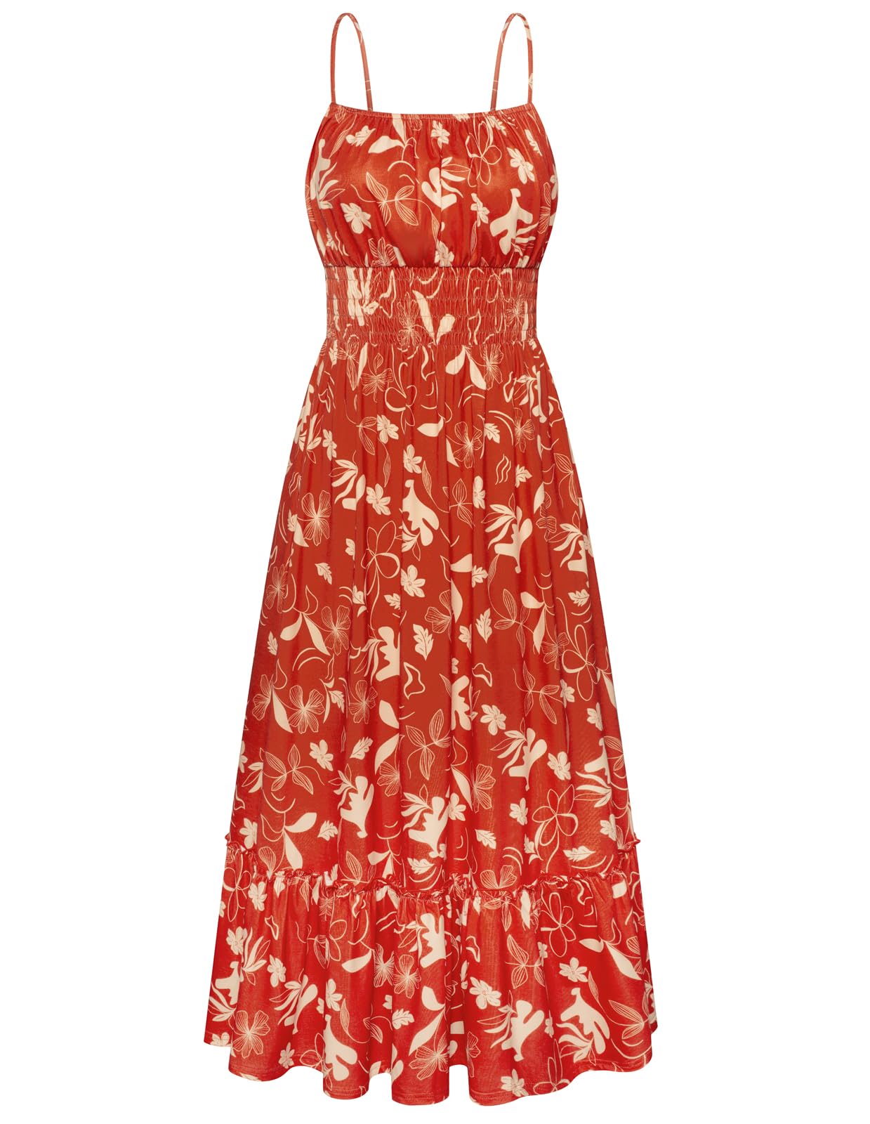 Vestido De Verano Grace Karin Sin Mangas Con Estampado Floral Maxi Rojo S - Venta Internacional.