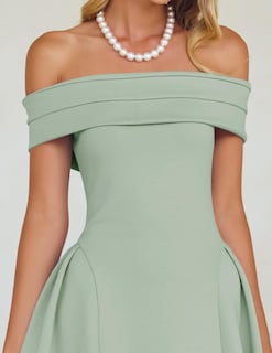 Foto 5 | Vestido De Cóctel Zesica Con Hombros Descubiertos Y Manga Corta Para Mujer - Venta Internacional.