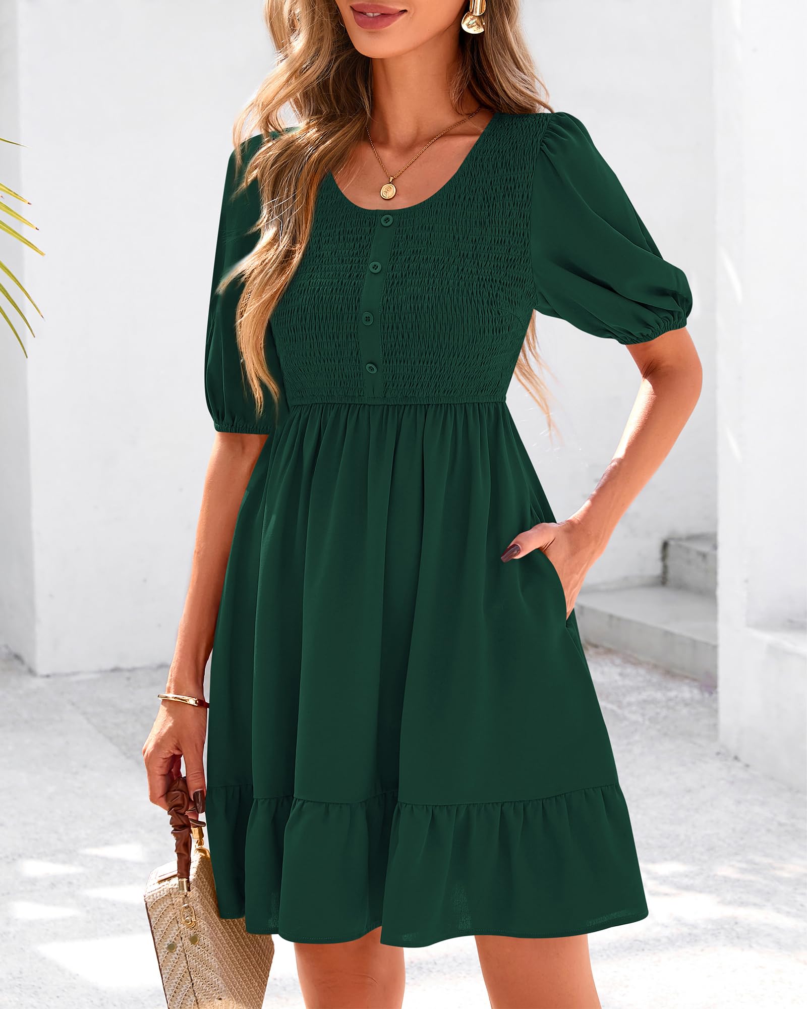 Foto 2 | Vestido Btfbm Spring Empire Cintura Para Mujer 2025 Verano Verde - Venta Internacional.