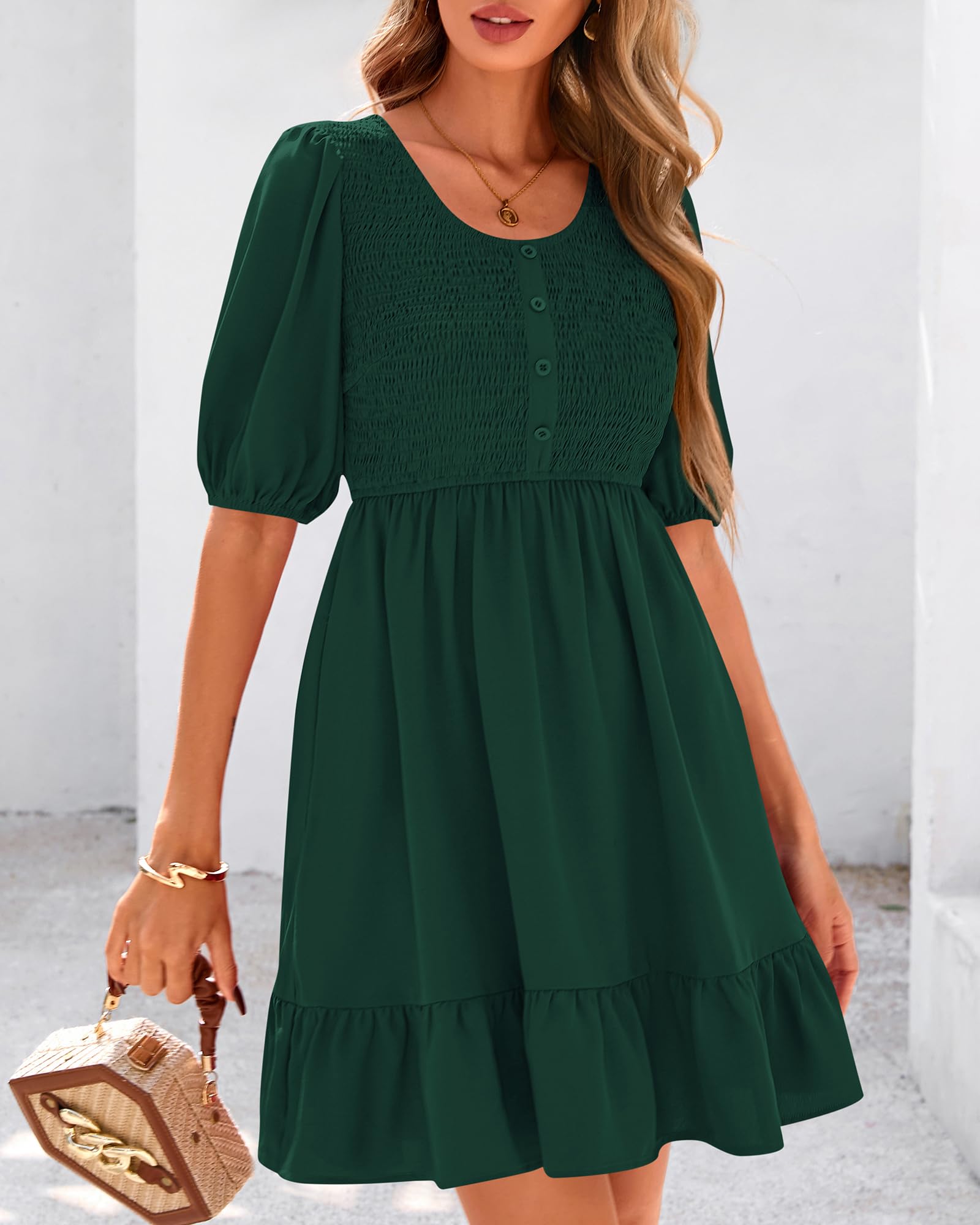 Foto 5 pulgar | Vestido Btfbm Spring Empire Cintura Para Mujer 2025 Verano Verde - Venta Internacional.