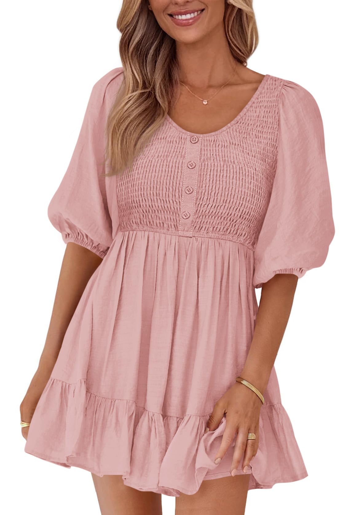 Foto 1 | Vestido Btfbm Spring Empire Cintura Para Mujer 2025 Verano Rosa - Venta Internacional.