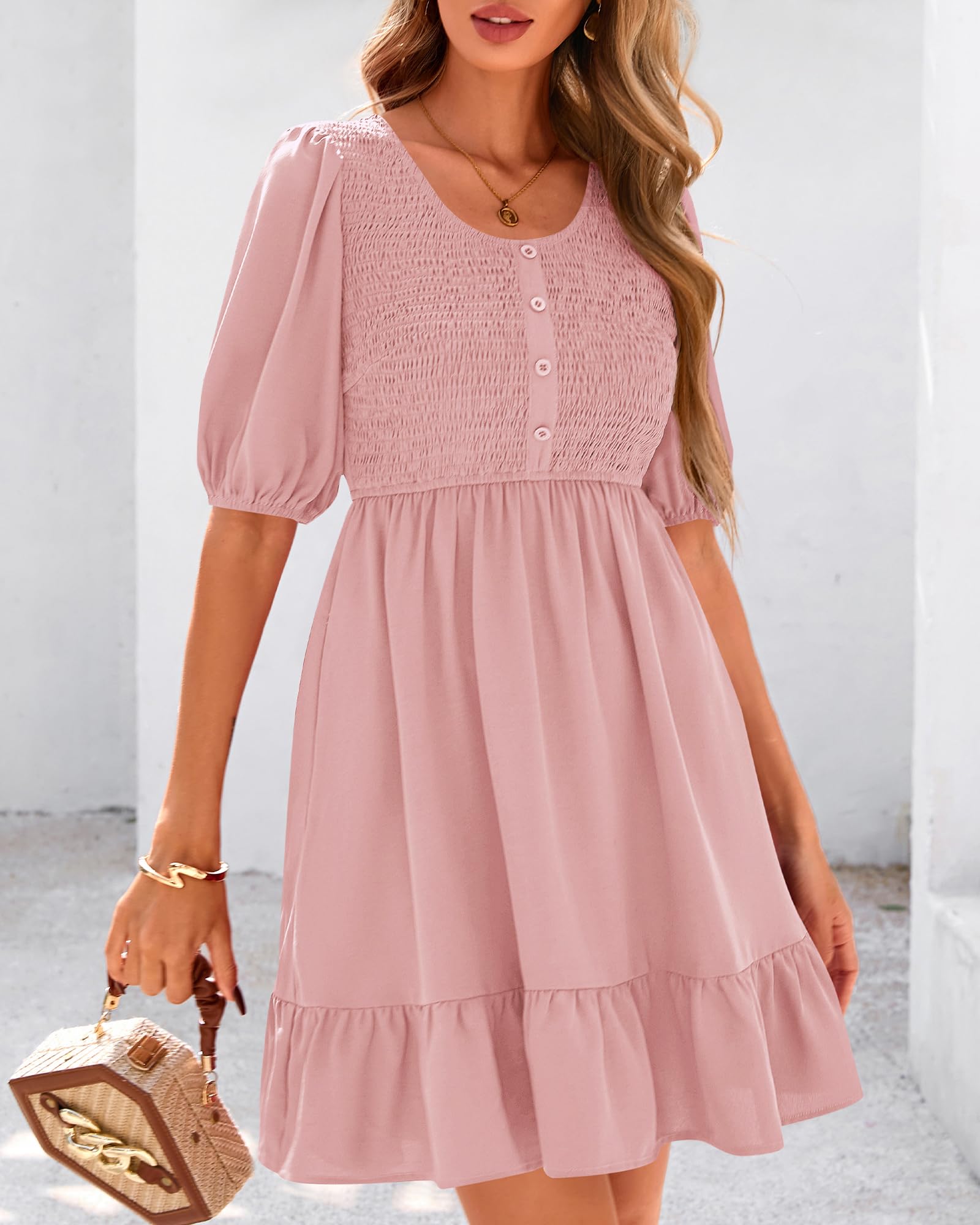Foto 4 | Vestido Btfbm Spring Empire Cintura Para Mujer 2025 Verano Rosa - Venta Internacional.