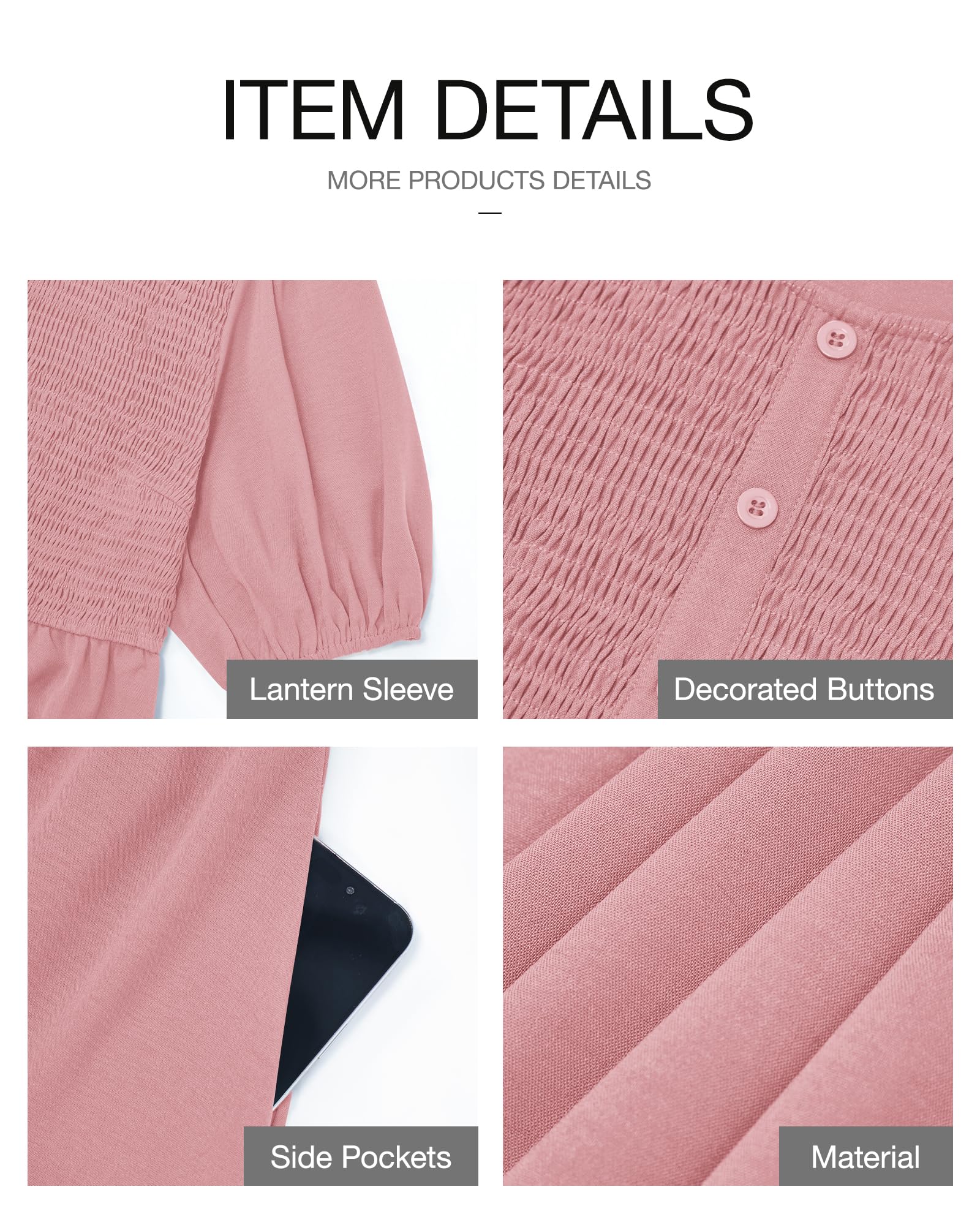 Foto 6 | Vestido Btfbm Spring Empire Cintura Para Mujer 2025 Verano Rosa - Venta Internacional.