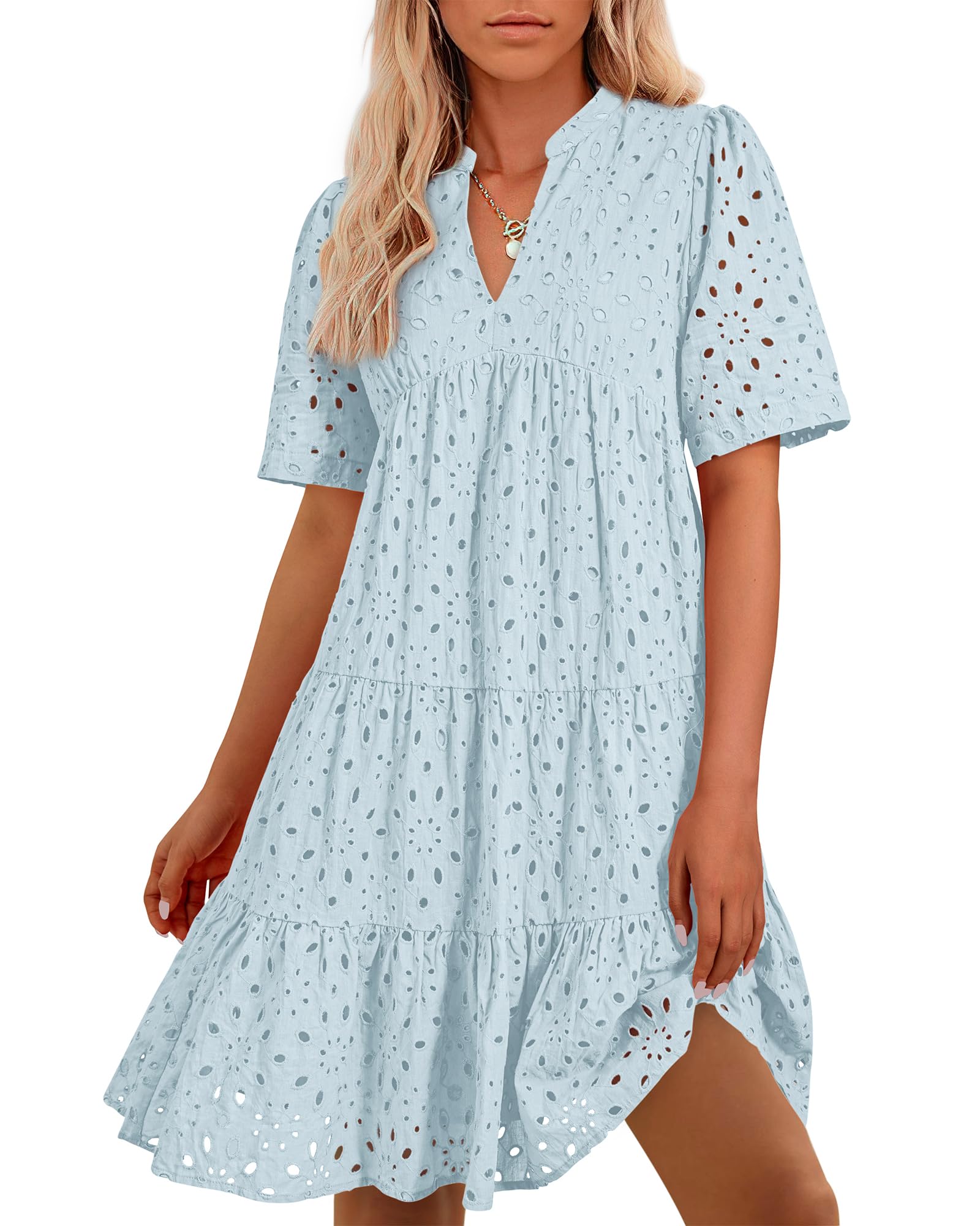 Foto 1 | Vestido Casual Btfbm Para Mujer, Bohemio, Verano, Cuello En V, Manga Corta - Venta Internacional.