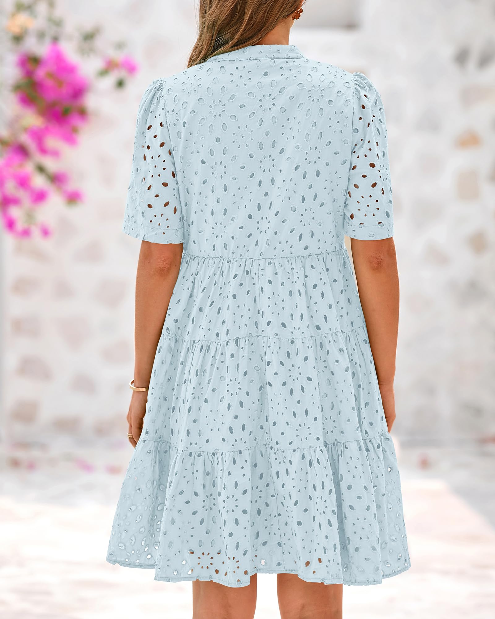 Foto 3 | Vestido Casual Btfbm Para Mujer, Bohemio, Verano, Cuello En V, Manga Corta - Venta Internacional.